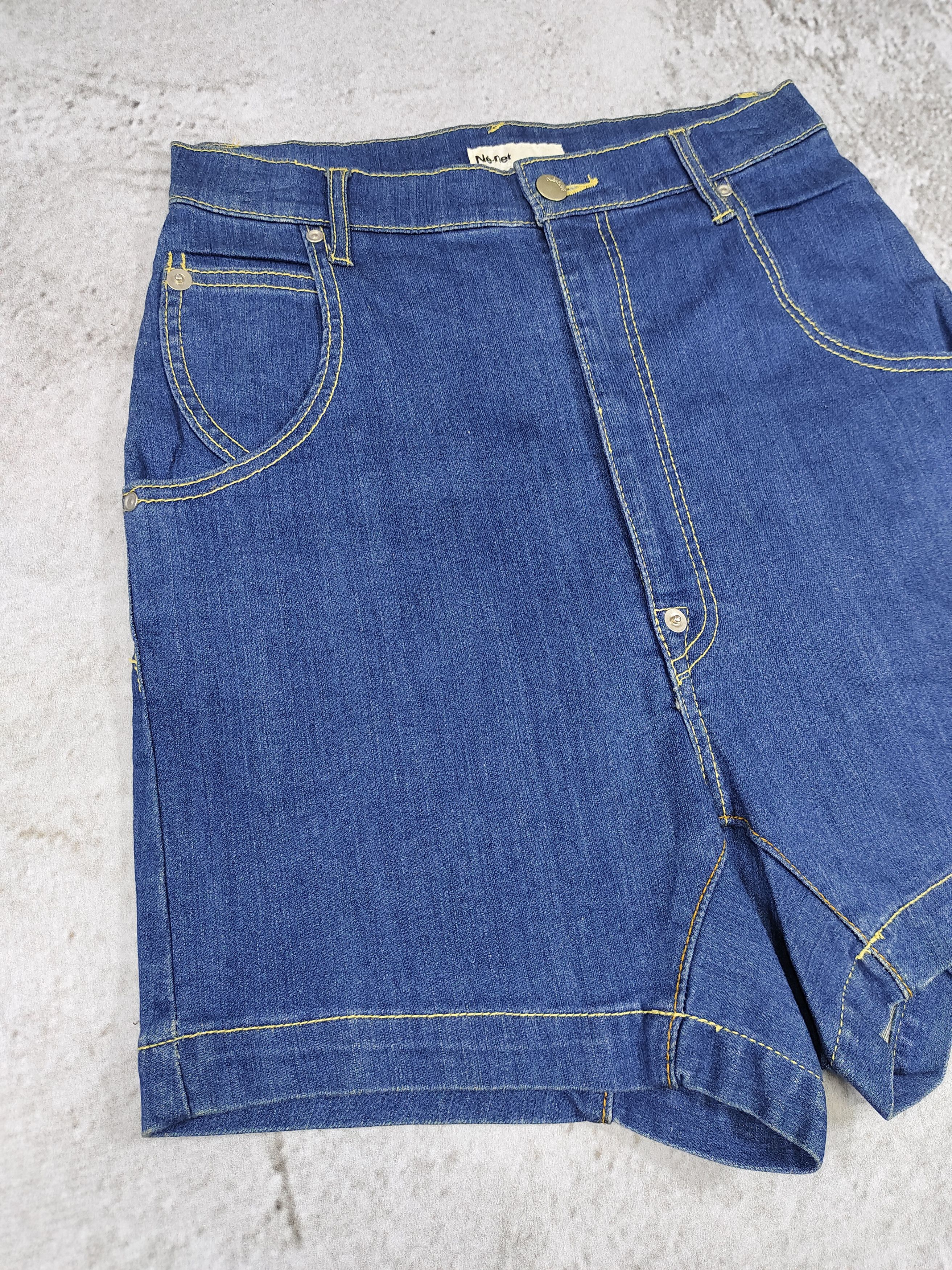 Ne-Net 00s Ne-Net- Bear Loop Embroidery Pocket Denim Short Size 29" - 7 Thumbnail