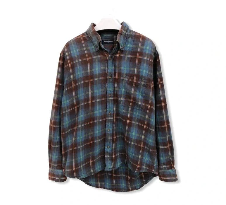 image of Aqua Blues Plaid Tartan Flannel Shirt, Men's (Size Medium)