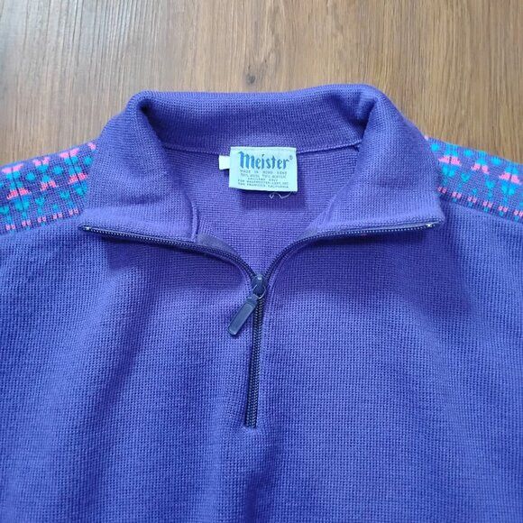 Meister Vintage Meister Nordic Neon Zipper Sweater Jumper Wool Blend Size L / US 10 / IT 46 - 4 Thumbnail
