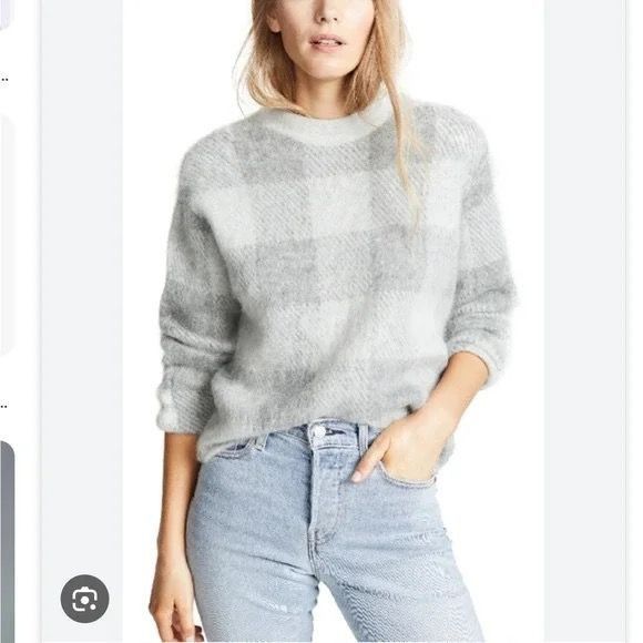Vince Vince Gray Alpaca Mohair Blend Sweater S Gray Check Houndsto Size S / US 4 / IT 40 - 1 Thumbnail
