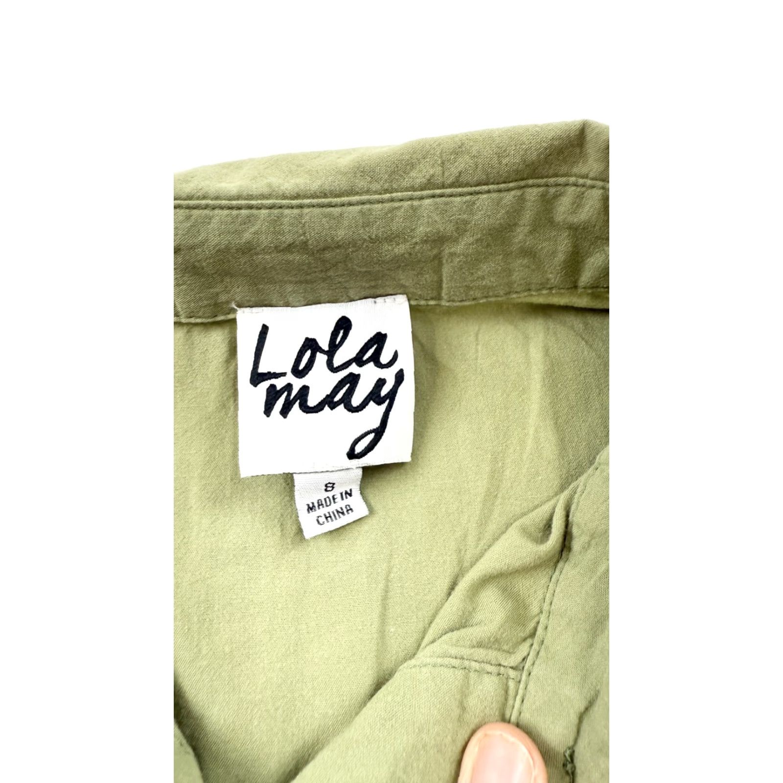 Vintage Lola May Dress Womens 8 Green Button Front Long Sleeve Pocket Shirt 100% Cotton Size M / US 6-8 / IT 42-44 - 4 Thumbnail