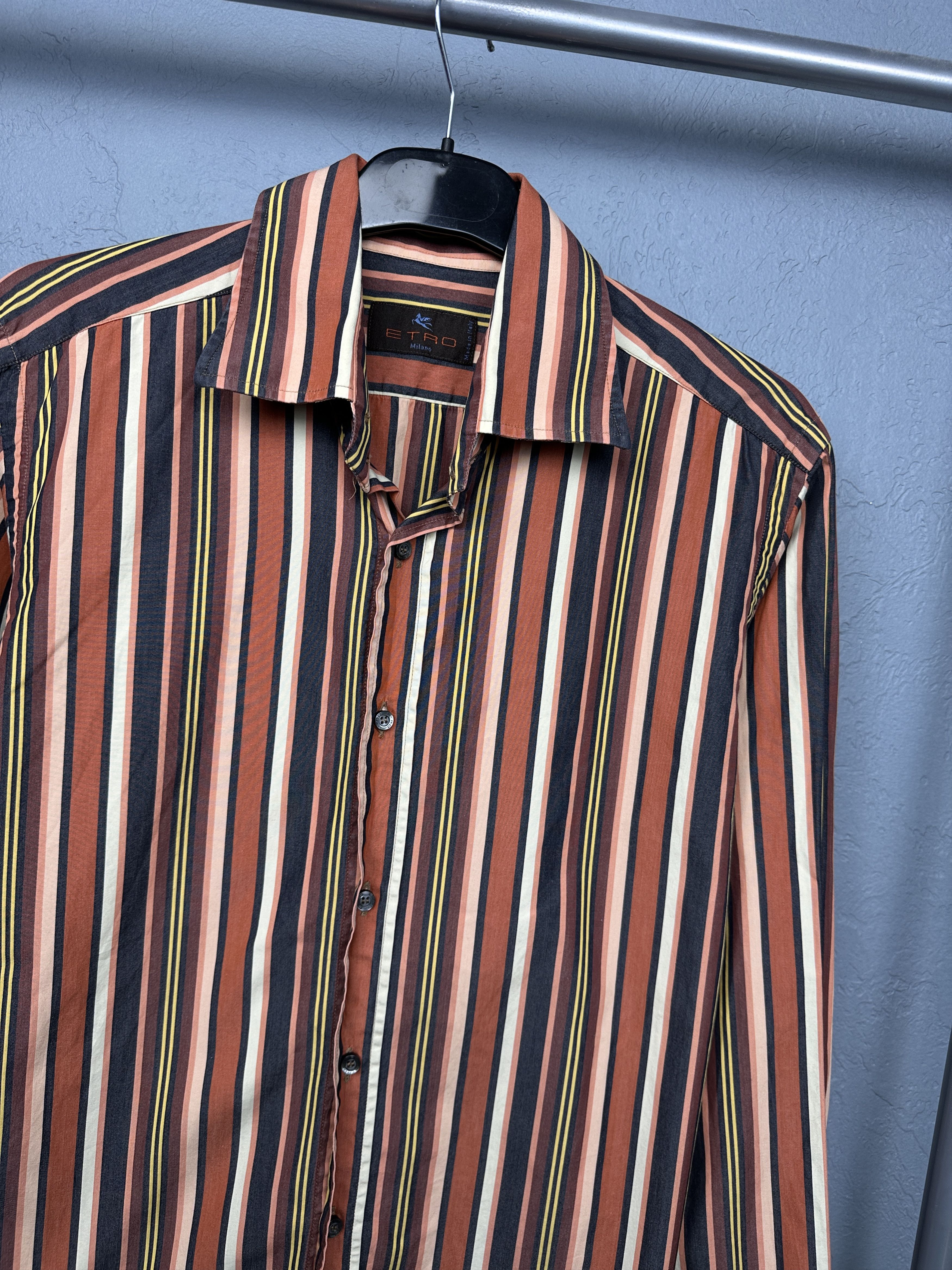 Etro Etro Milano Vintage Mens Striped Long Sleeve Shirt Size US M / EU 48-50 / 2 - 2 Thumbnail
