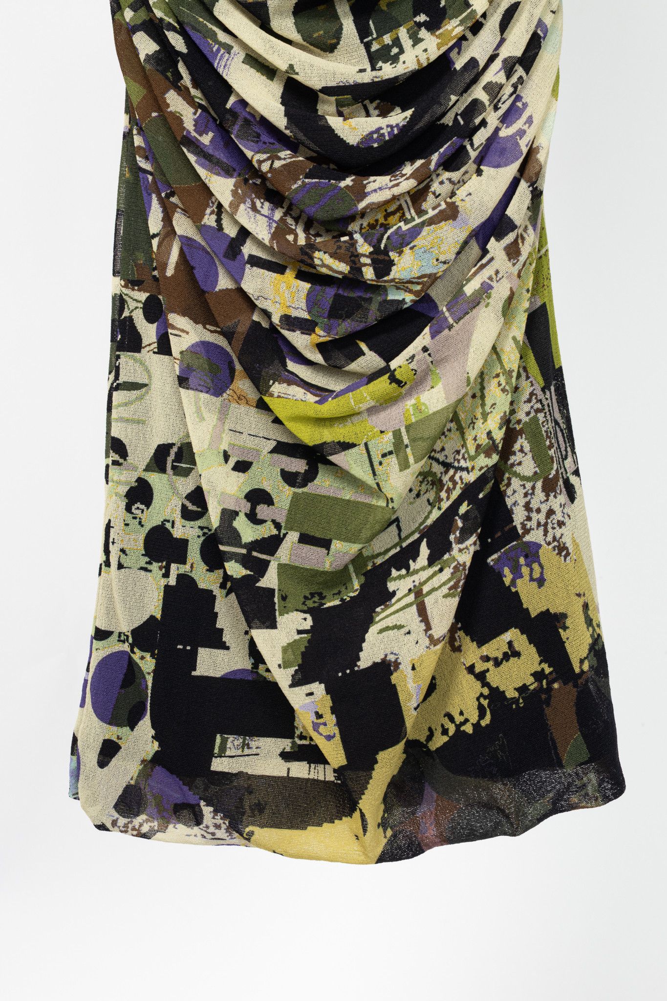 FUZZI Fuzzi Green Abstract-Print Mesh Bodycon Midi Dress Size L / US 10 / IT 46 - 8 Thumbnail