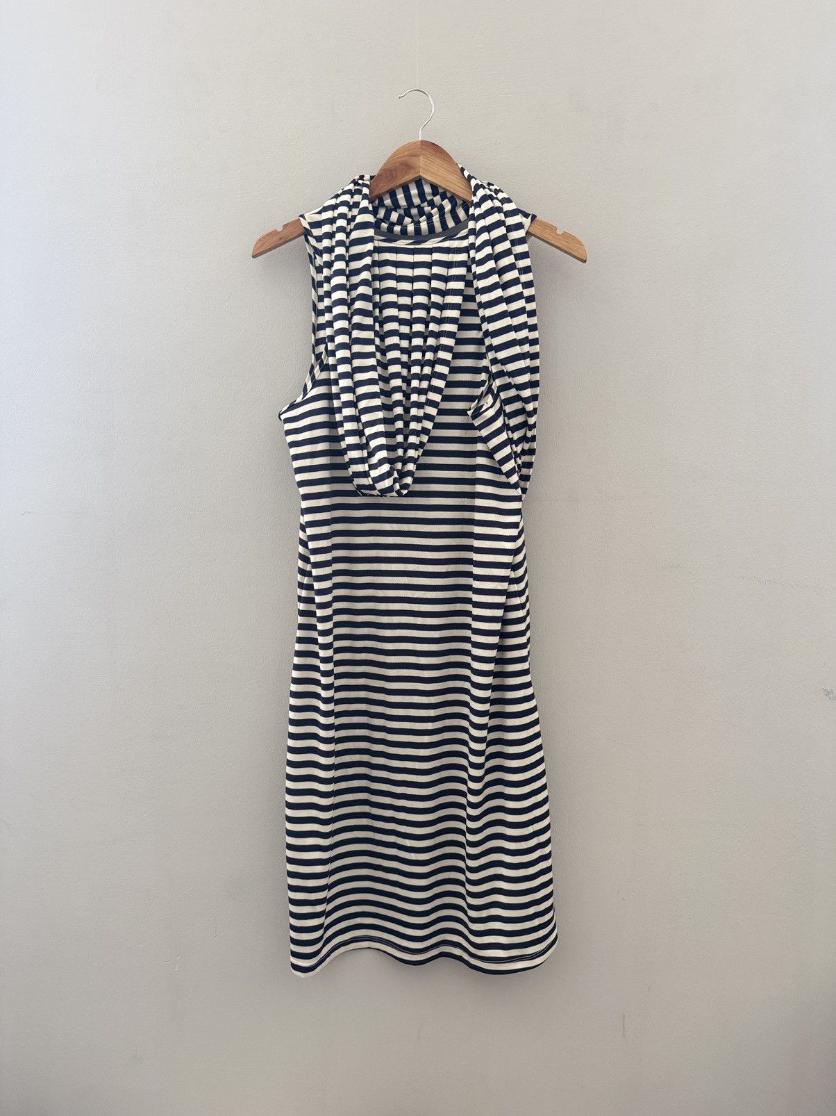 Jean Paul Gaultier Jean Paul Gaultier for Target Draped Navy Striped Dress Size L / US 10 / IT 46 - 6 Thumbnail