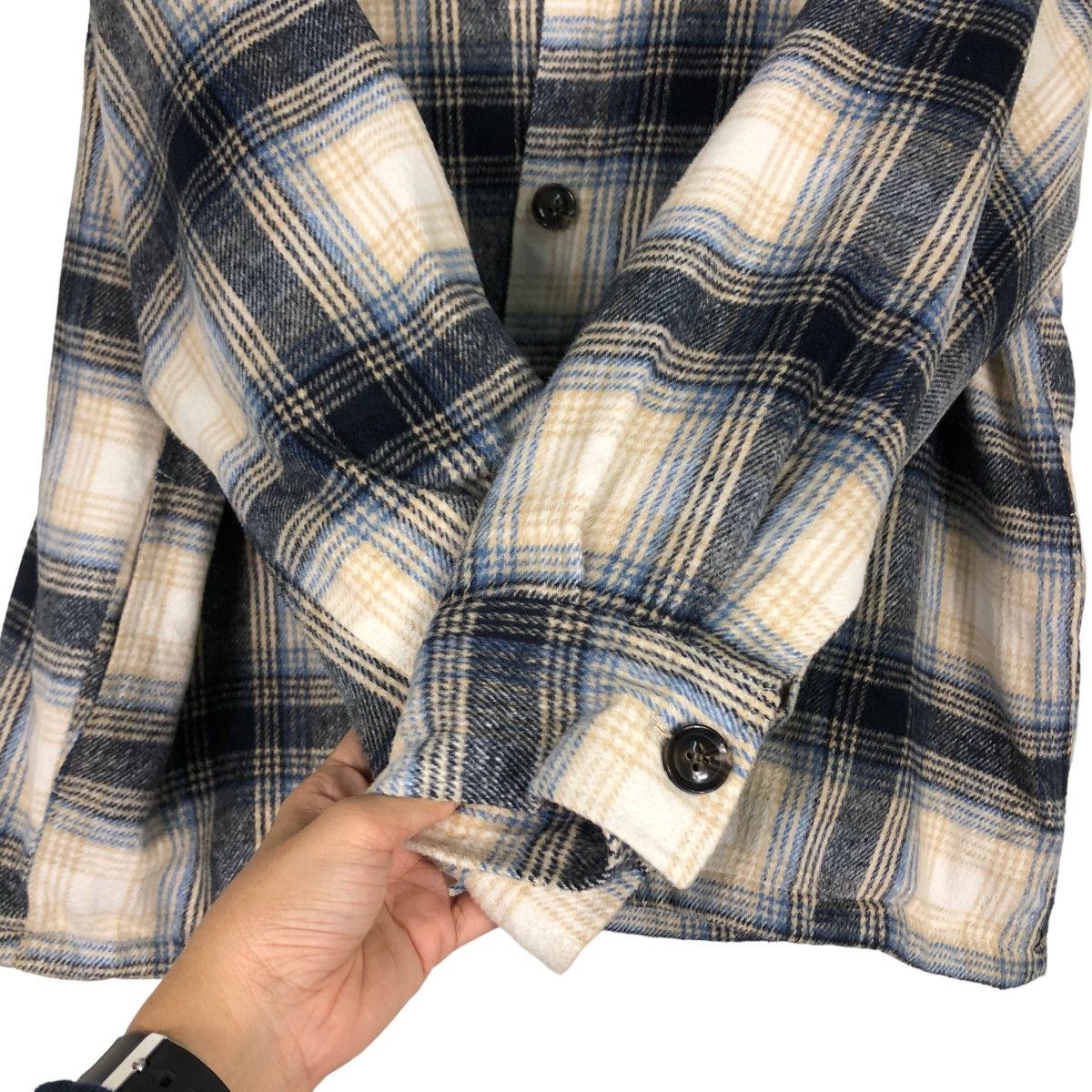 Japanese Brand Vtg Wool Flannel Jacket Worker Lunacion Issey Miyake Tartan Size US L / EU 52-54 / 3 - 13 Thumbnail