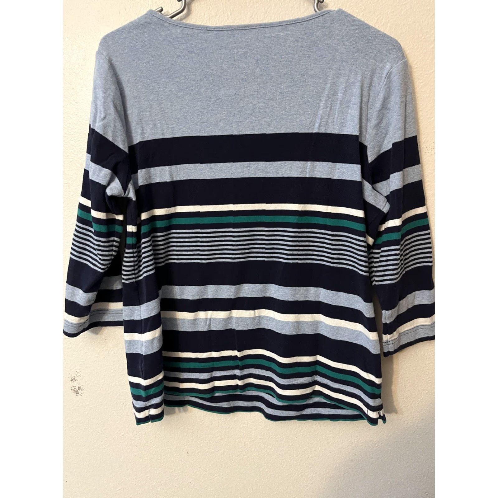 Croft & Barrow Croft & Barrow Navy Blue Striped Long Sleeve Classic Tee Size Large with Zipper Size L / US 10 / IT 46 - 3 Thumbnail