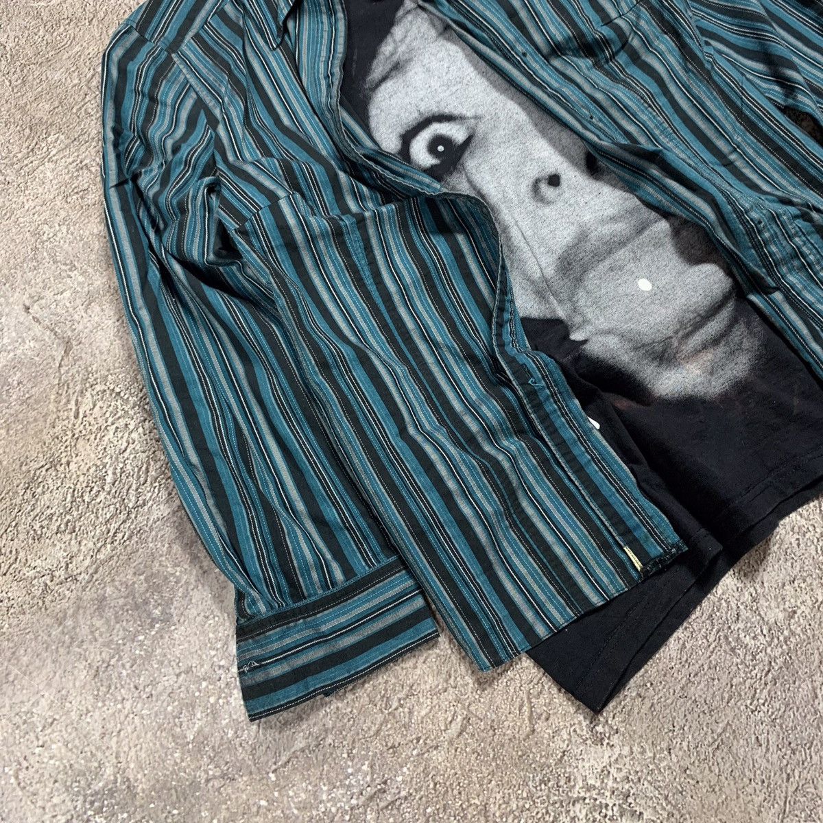 Vintage Vintage 90s Striped Overshirt Graphic Print Grunge Streetwea Size US S / EU 44-46 / 1 - 2 Thumbnail