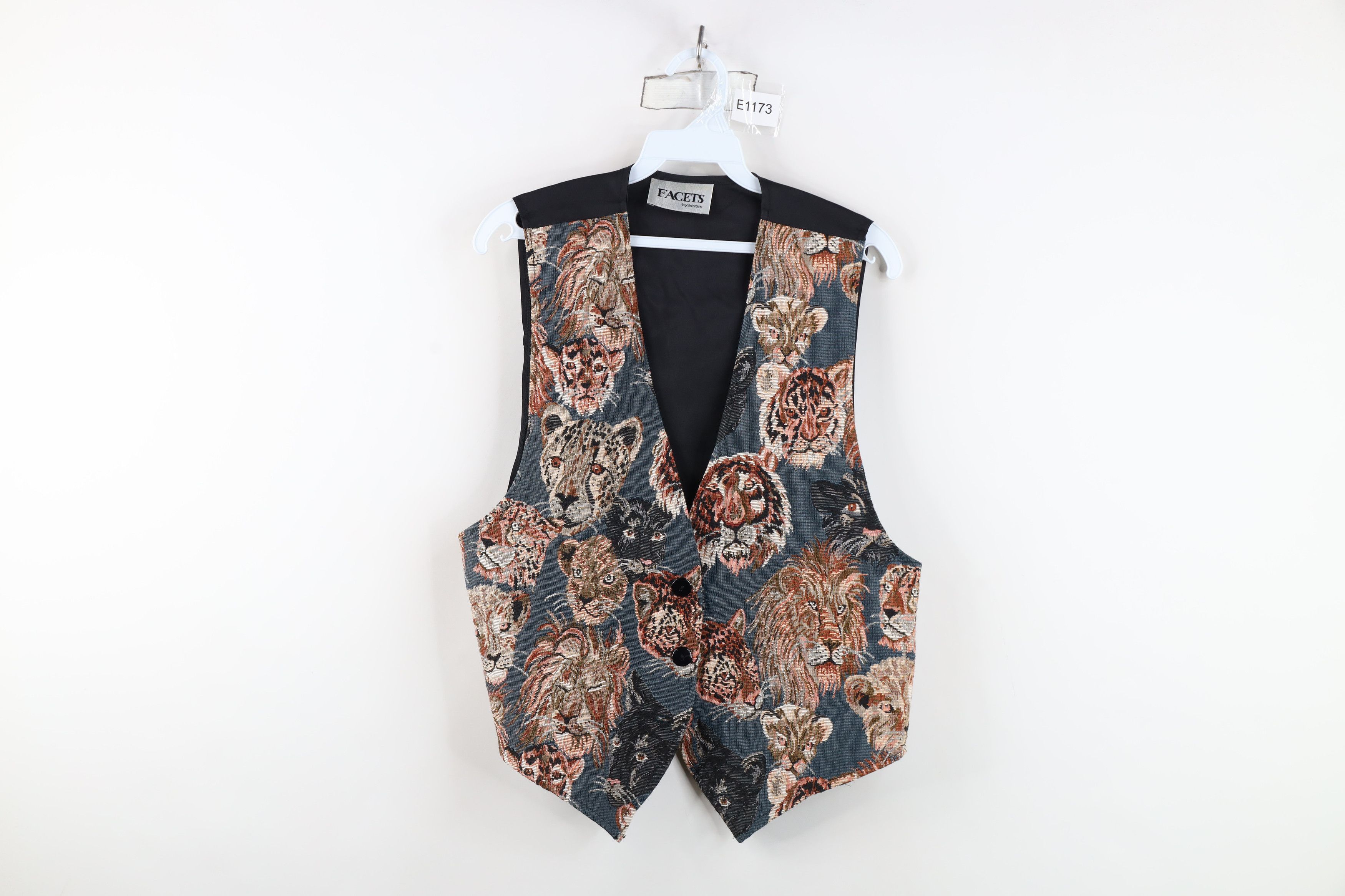 Vintage Vintage 90s Streetwear Needlepoint Big Cat Tie Back Vest USA Size M / US 6-8 / IT 42-44 - 1 Thumbnail
