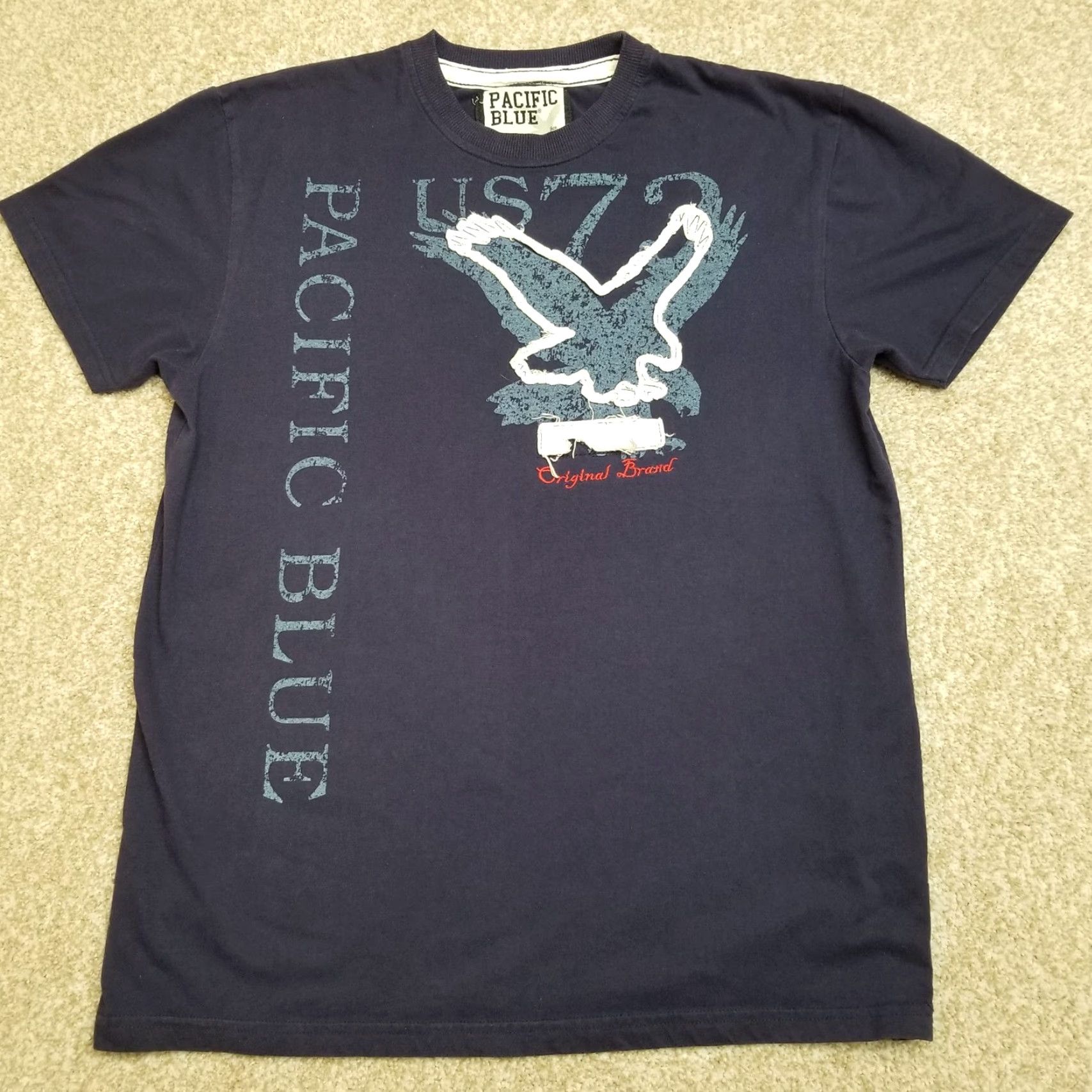 Vintage Pacific Blue T Shirt Mens Large Blue Crewneck Casual US Eagle TEE Size US L / EU 52-54 / 3 - 2 Thumbnail