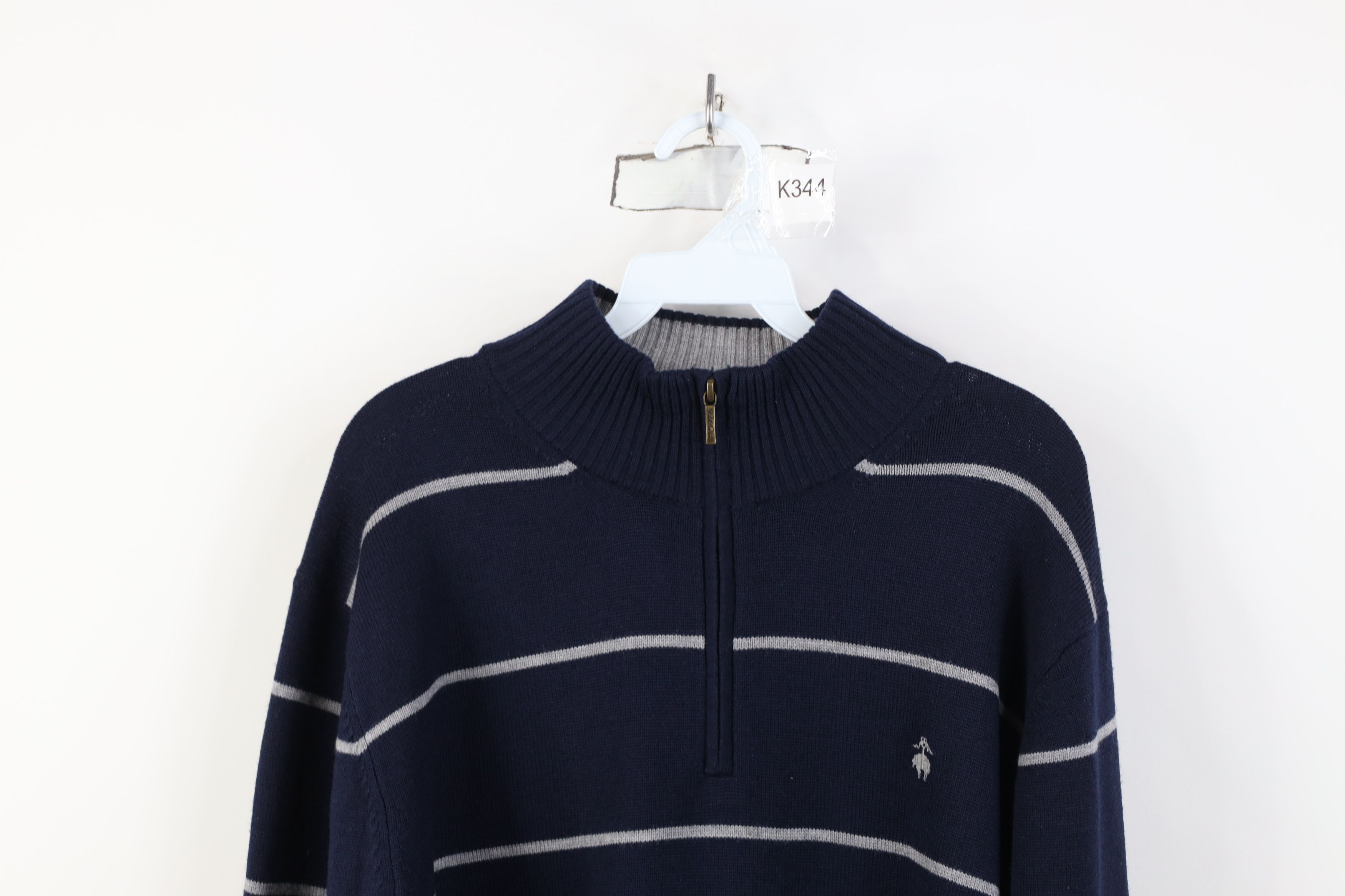 Brooks Brothers Brooks Brothers Merino Striped 1/4 Half Zip Pullover Sweater Size US XL / EU 56 / 4 - 2 Thumbnail