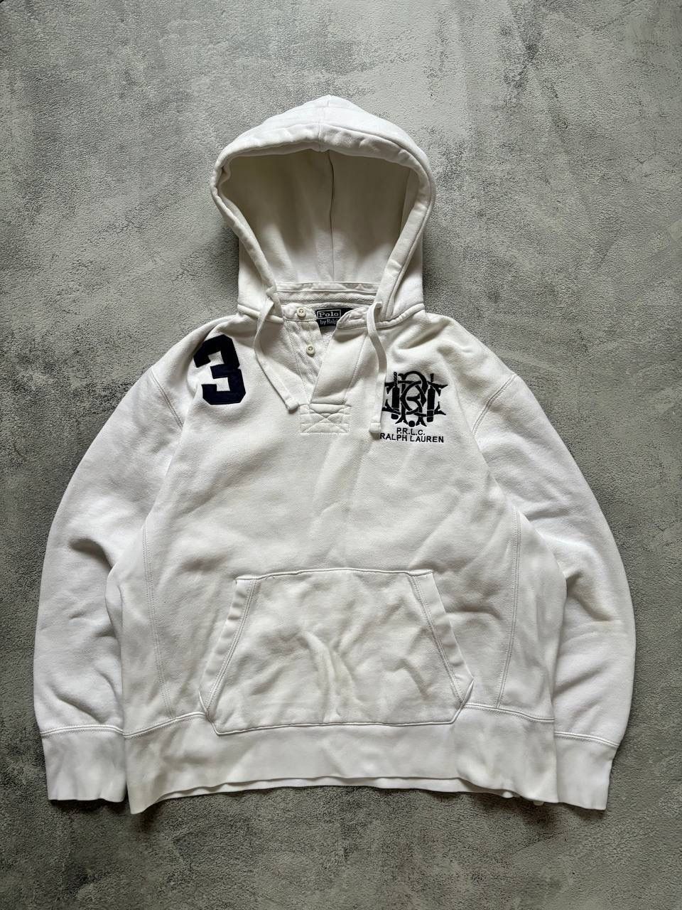 Pre-owned Polo Ralph Lauren T Distressed Oversized Fit Hoodie In White