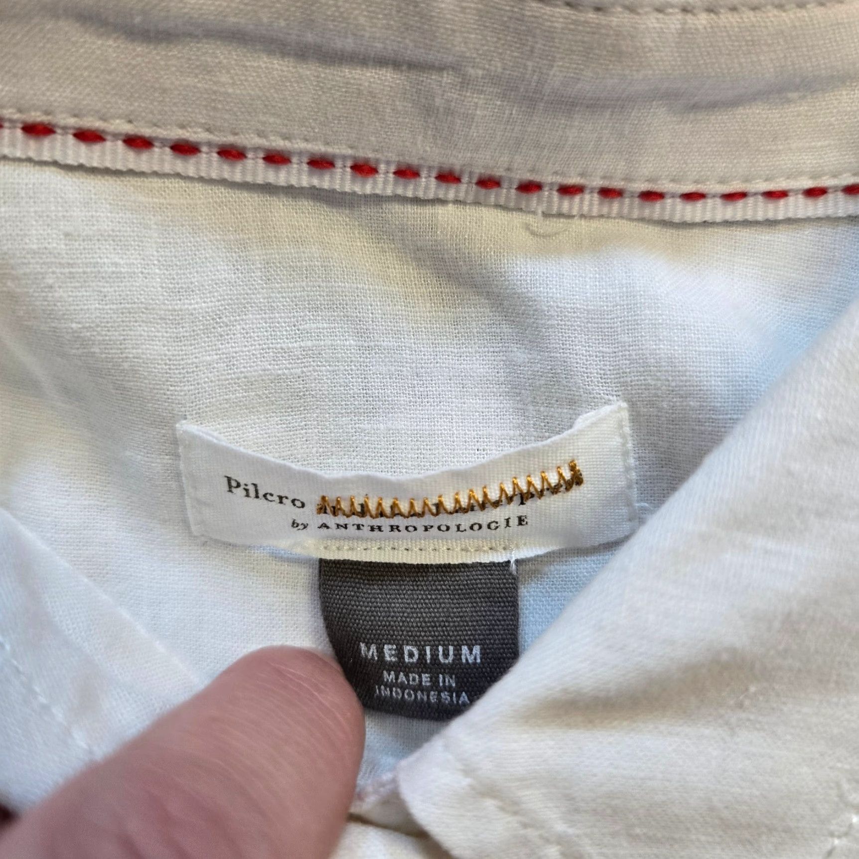 Vintage Pilcro Womens Button-Up Linen White Ruffle Front Casual Shirt Size M Spring Bohemian Womens Size M / US 6-8 / IT 42-44 - 4 Thumbnail