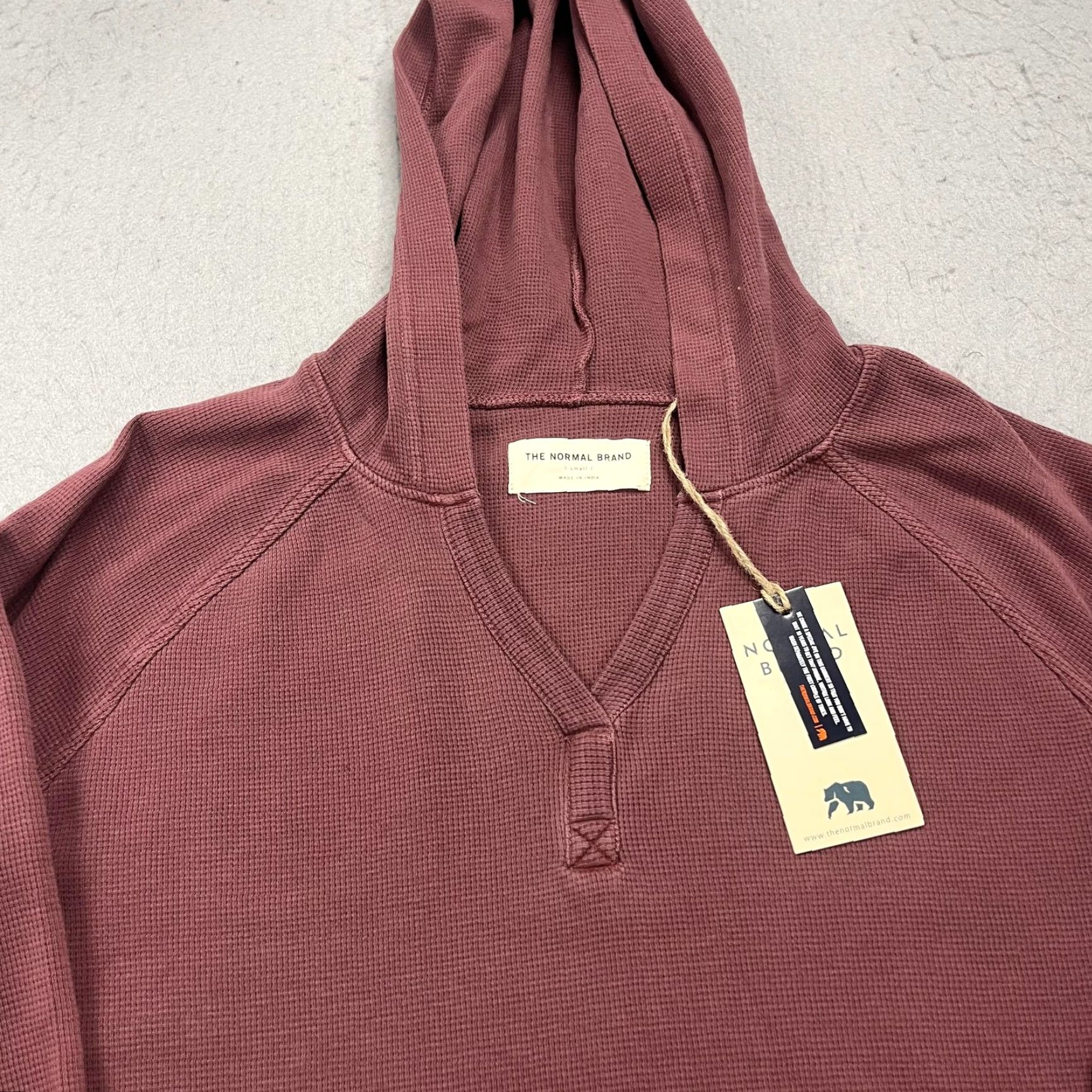 J Brand VINTAGE The Normal Brand Hoodie Mens Small Red Thermal Popover Cotton NWT Size US S / EU 44-46 / 1 - 2 Thumbnail