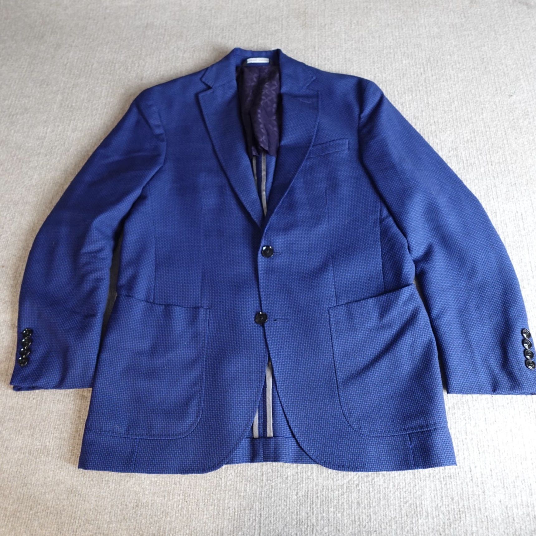 Ted Baker Ted Baker Blazer 38R Blue Wool Italy Notch Lapel Double-Vented Four-Button 100% Wool Single-Breasted Jacket Coat Mens Regular Vintage No Size 38R - 2 Thumbnail