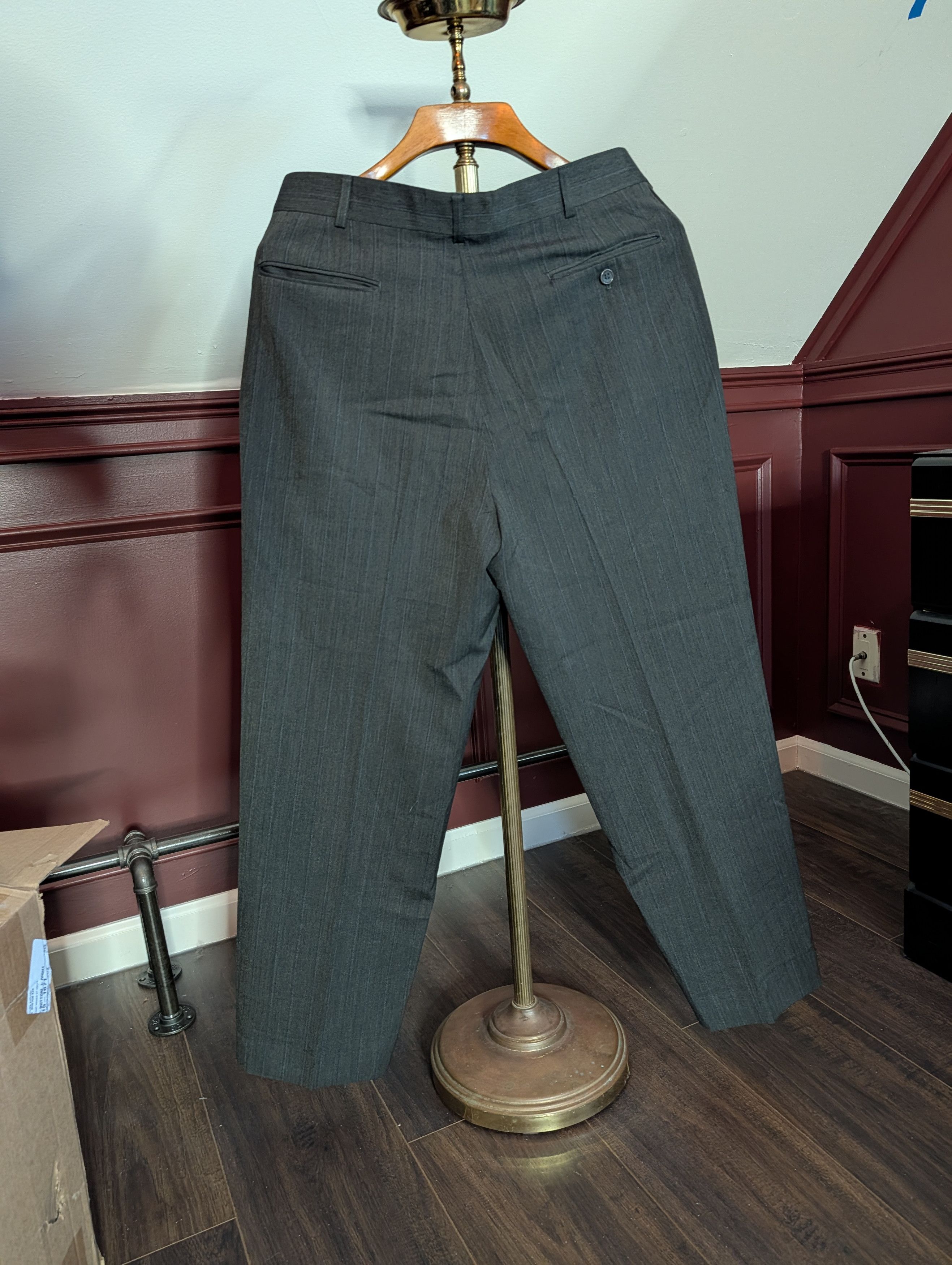 Other DORMEL ITALY gray striped wool tailored dress trousers Size US 33 - 8 Thumbnail