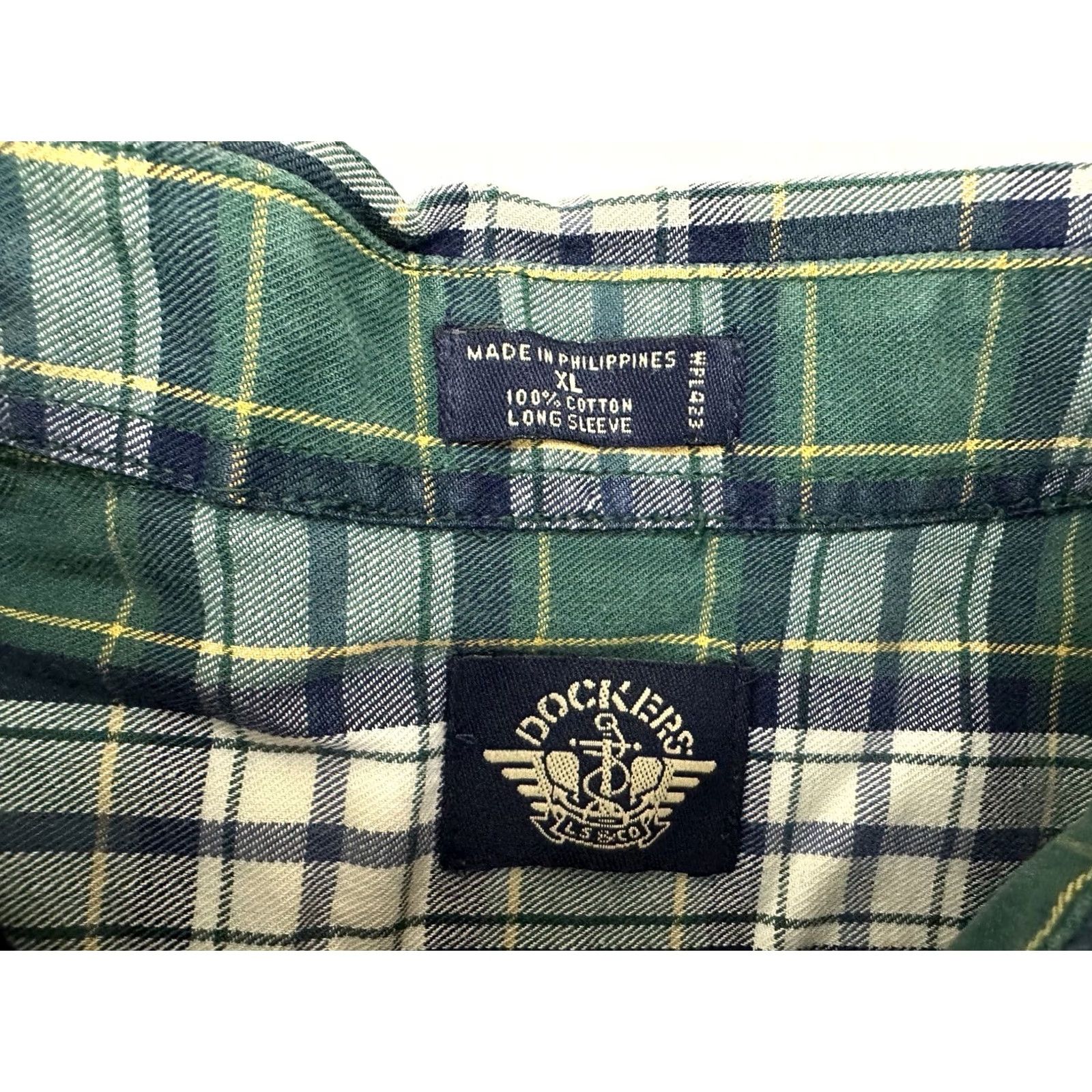 Dockers VINTAGE Dockers Shirt Men XL Green Plaid Button-Up Cotton Twill Casual 90s Size US XL / EU 56 / 4 - 3 Thumbnail