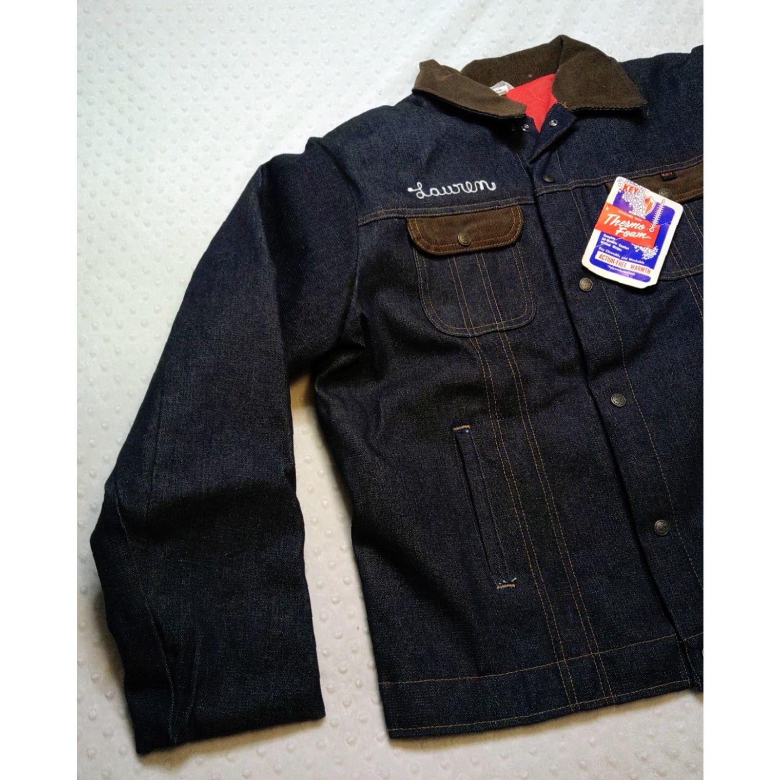 Imperial VINTAGE Key Imperial 46L Denim Trucker Jacket Blue Red Quilt Lined Work Wear XL Jacket Mens Size US 36 / EU 52 - 3 Thumbnail