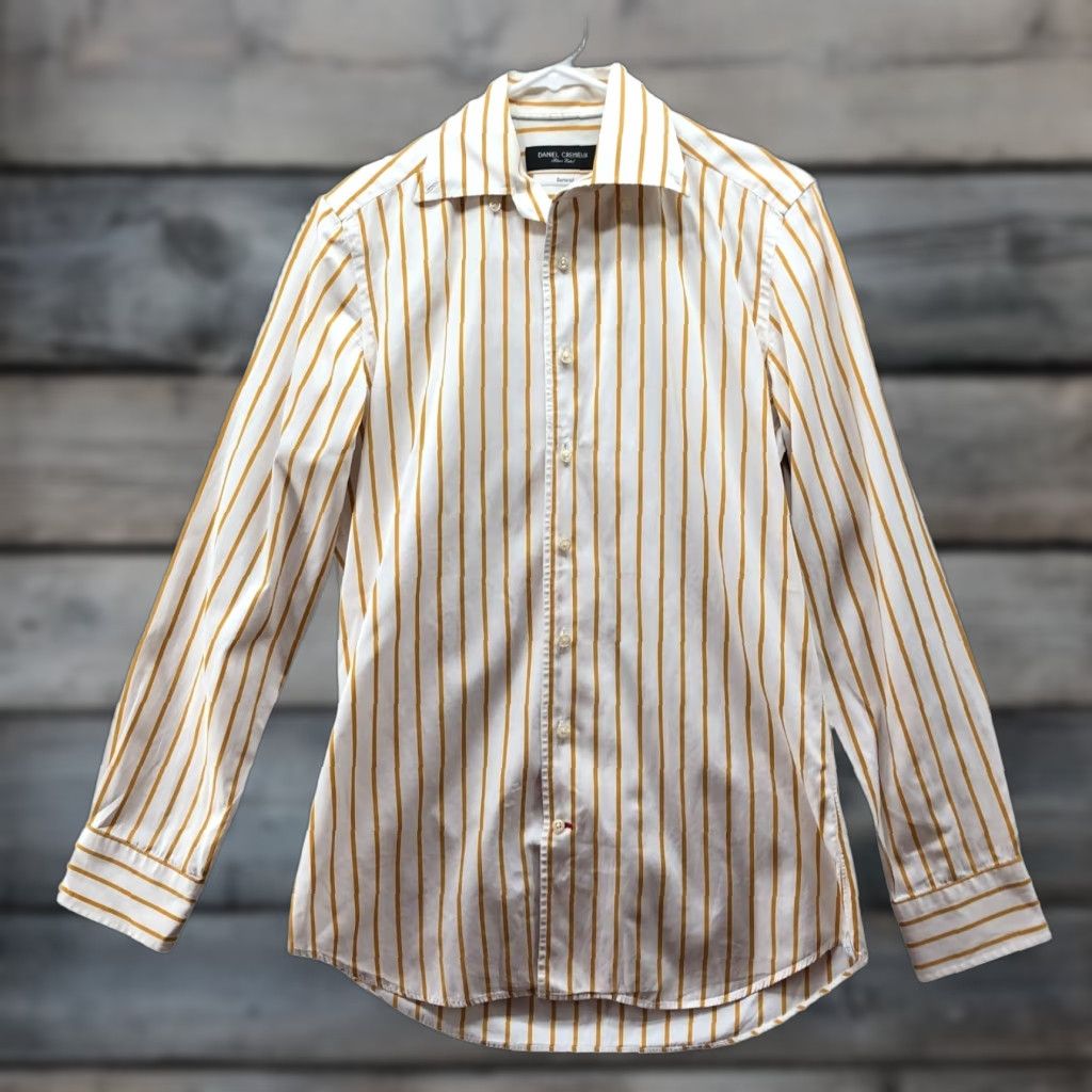 Cremieux Daniel Cremieux Silver Label Sartorial Shirt Mens S Gold Stripe Long Sleeve Button-Up Cotton Size US S / EU 44-46 / 1 - 1 Thumbnail