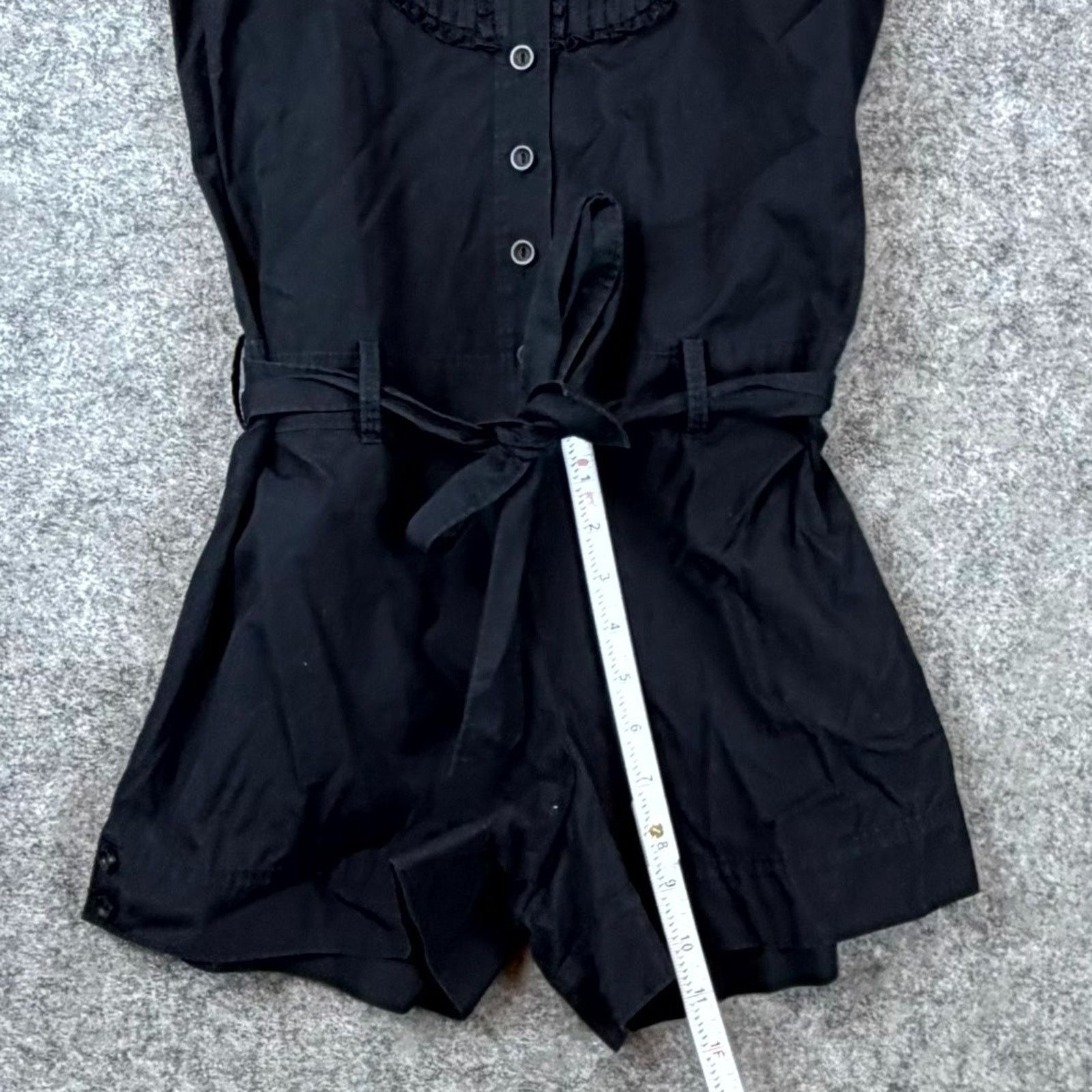 Susana Monaco Susana Monaco Tie Front Romper Womens 4 Black Cotton Size 27" / US 4 / IT 40 - 4 Thumbnail