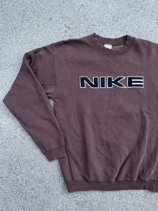 Nike 90's Vintage Mocha Brown Nike Spellout Crewneck | Grailed