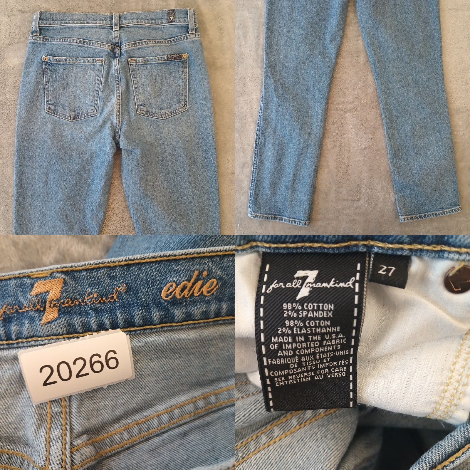 7 For All Mankind 7 For All Mankind Jeans Womens 27 Blue Edie Size Wash Button Fly 27x26 Size 27" / US 4 / IT 40 - 8 Thumbnail