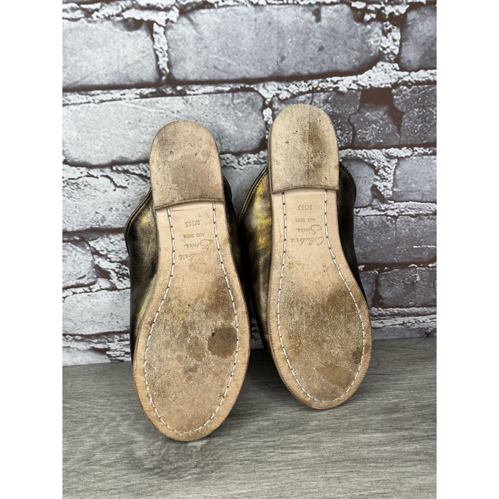 Saba Sabah Baba Big Bend Olive Shearling Bronze Slippers Mules Fl Size US 6 / IT 36 - 16 Thumbnail