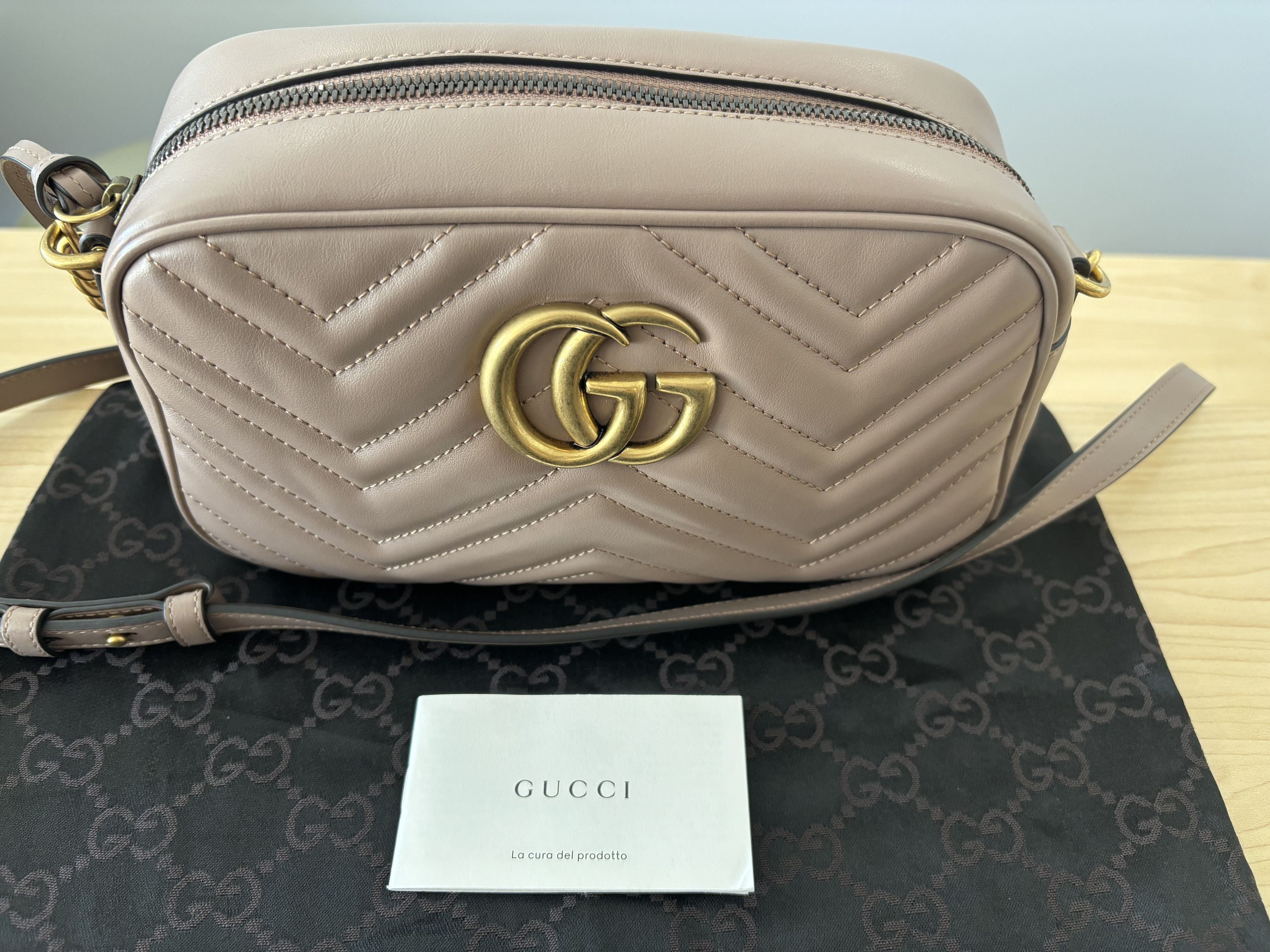 Gucci Gucci double G logo Marmont beige crossbody leather bag Size ONE SIZE - 6 Thumbnail