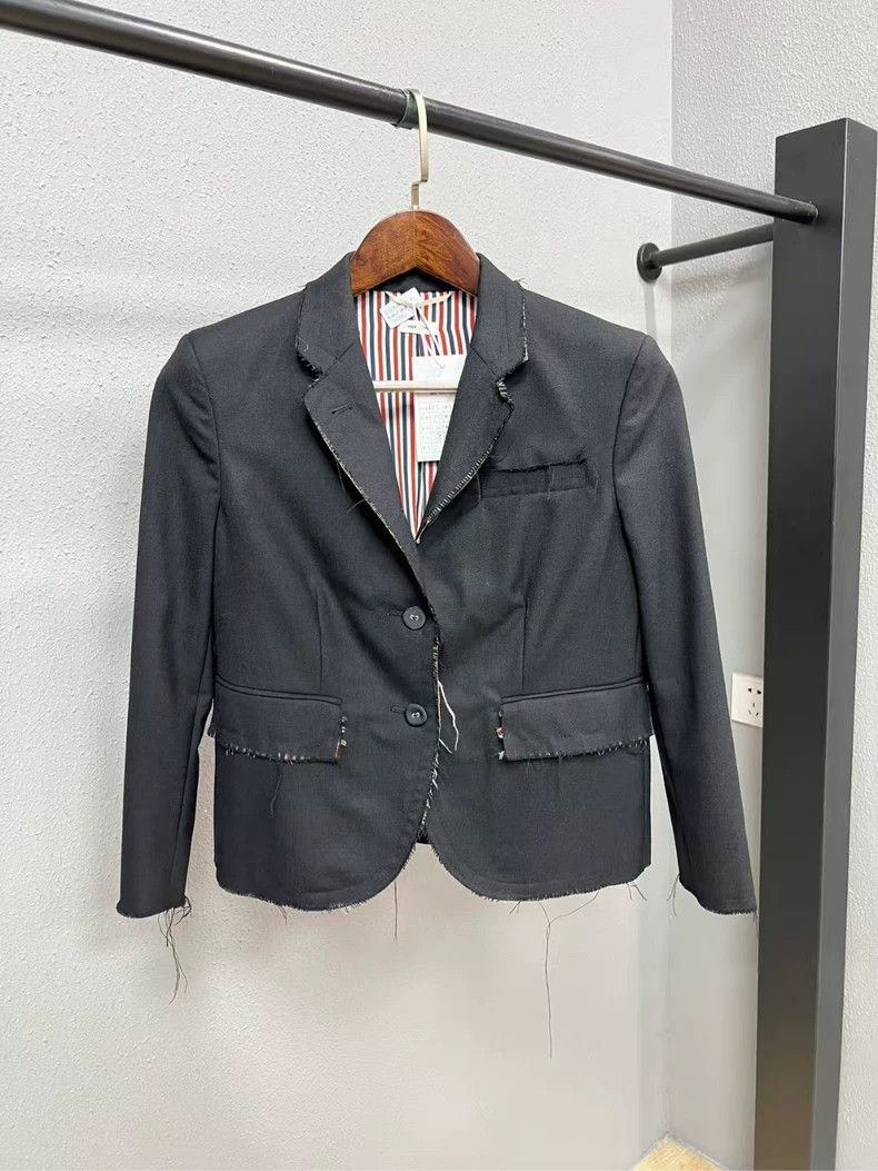 Thom Browne Thom Browne Fringe Distressed Blazer - dmc Size US M / EU 48-50 / 2 - 1 Thumbnail