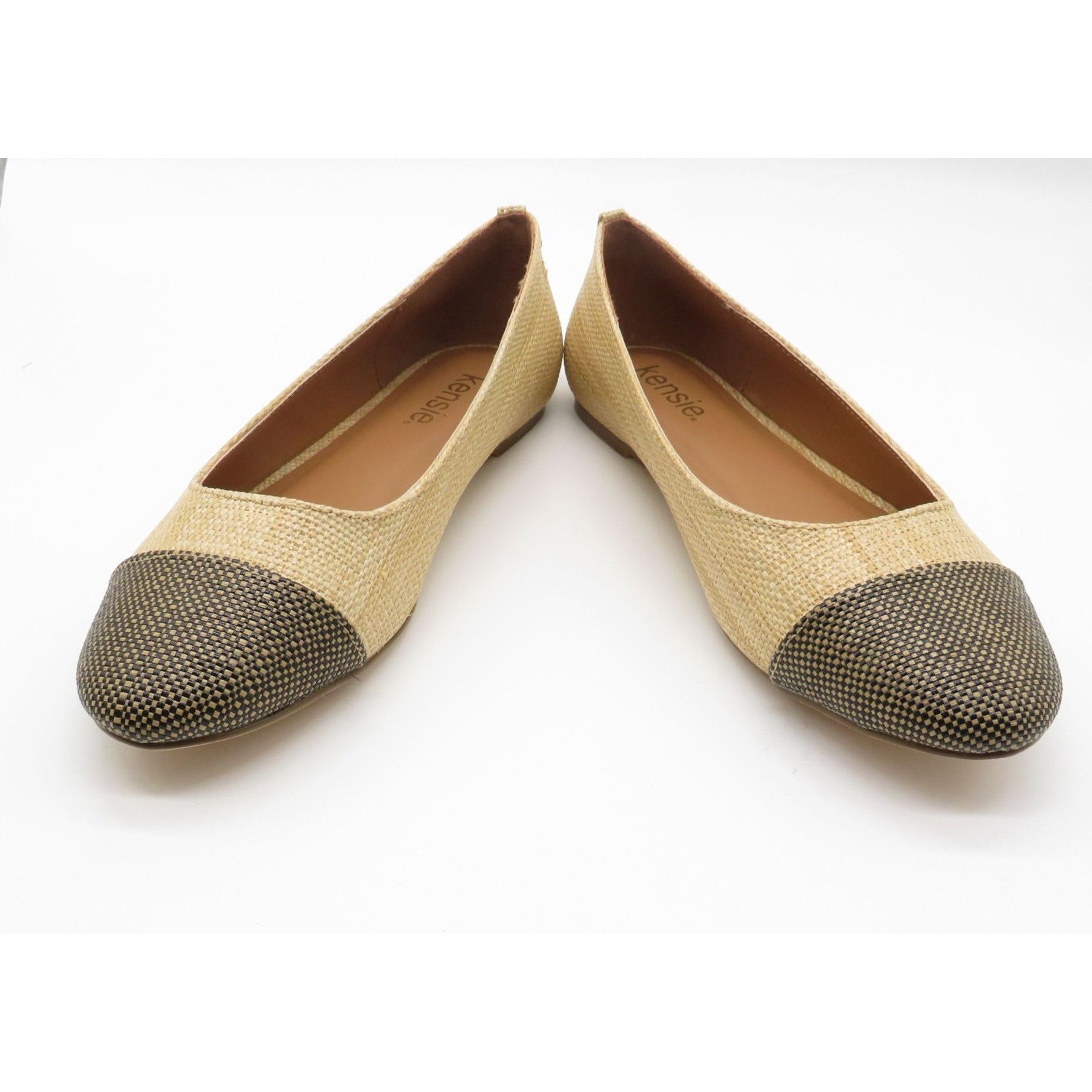 Other Kensie Women's Woven Flats Beige Brown Cap Toe Slip-On Casua Size US 6.5 / IT 36.5 - 2 Thumbnail