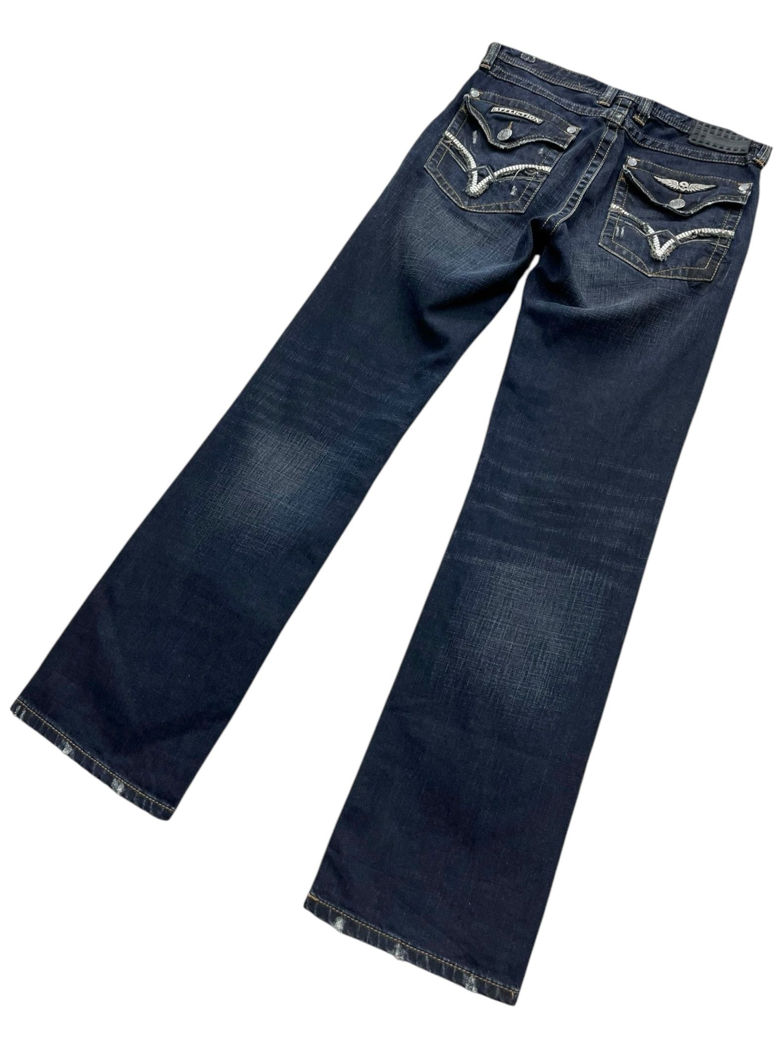 Affliction 💀AFFLICTION BLAKE RELAXED STRAIGHT SKULL LOST SOULS Ripped Size US 31 - 10 Thumbnail