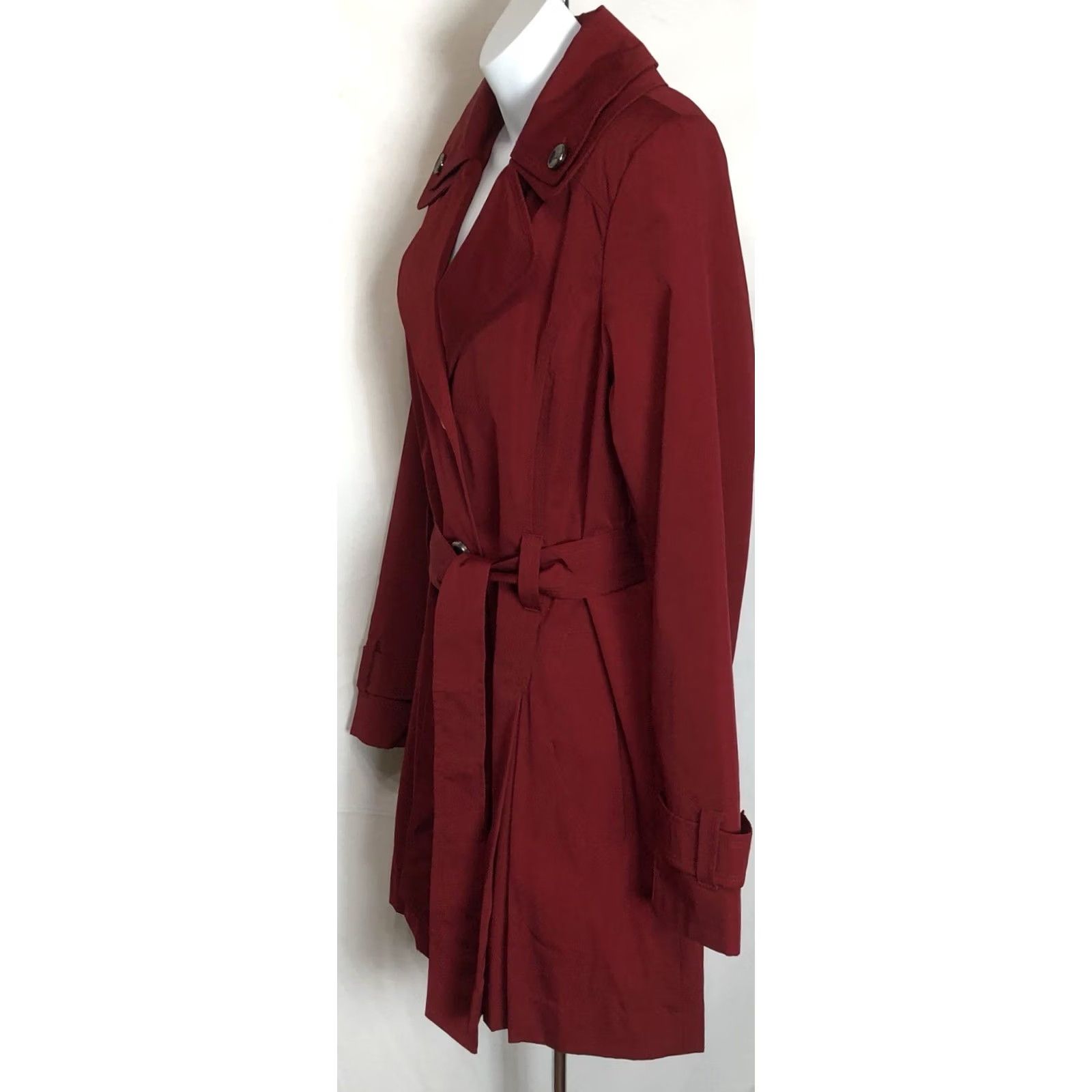 Liz Claiborne Liz Claiborne Rain Coat Coat S Red 3 Button Belted Midi Trench Glam Career Women B Size S / US 4 / IT 40 - 3 Thumbnail