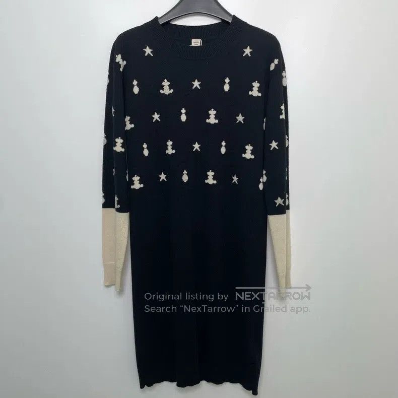 Hermes Hermes Black and White Knit Long Sleeve Dress Size XXS / US 00 / IT 34 - 3 Thumbnail