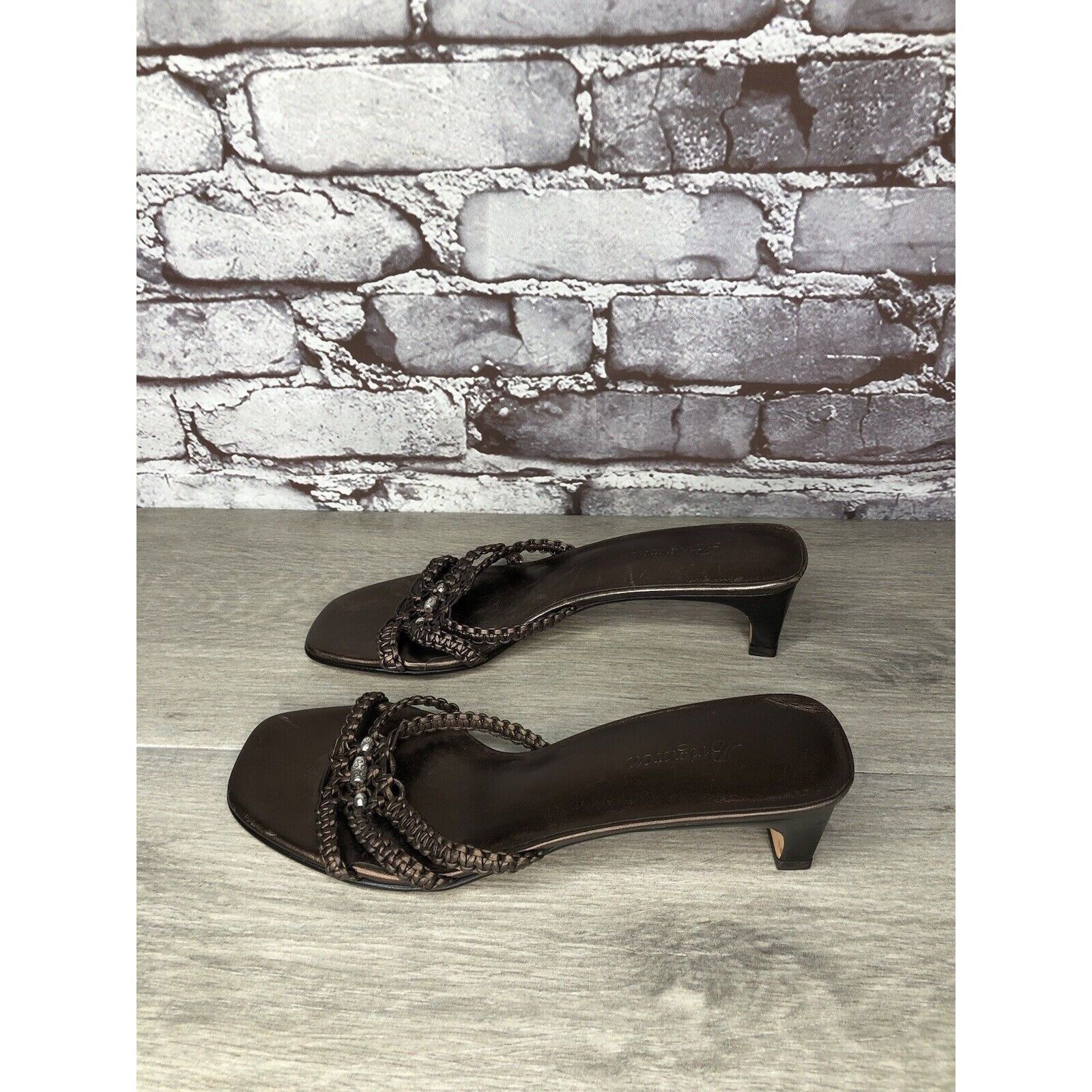 Brighton Brighton Karen Brown Copper Woven Leather Slide Heel Sandals Size US 7 / IT 37 - 12 Thumbnail