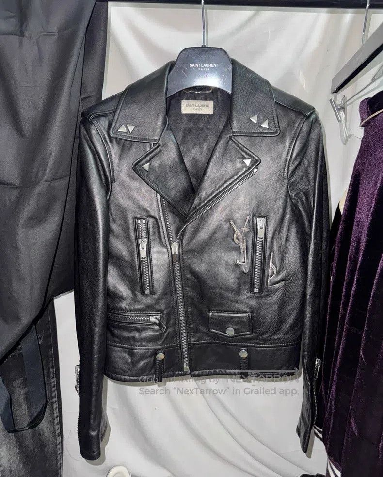 Saint Laurent Paris Saint Laurent Paris Sheepskin Embossed Logo Leather Jacket Size XS / US 0-2 / IT 36-38 - 1 Thumbnail