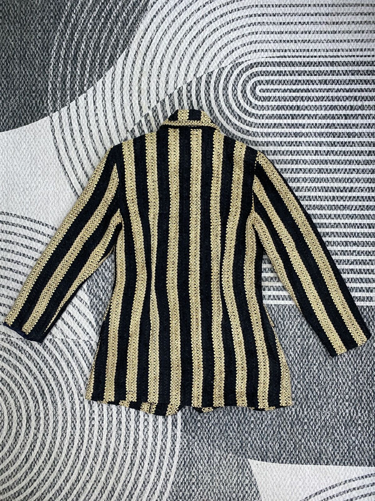 Japanese Brand 🔥RARE Vintage 80s GATE USA Striped Style Knit Blazer Size M / US 6-8 / IT 42-44 - 2 Thumbnail