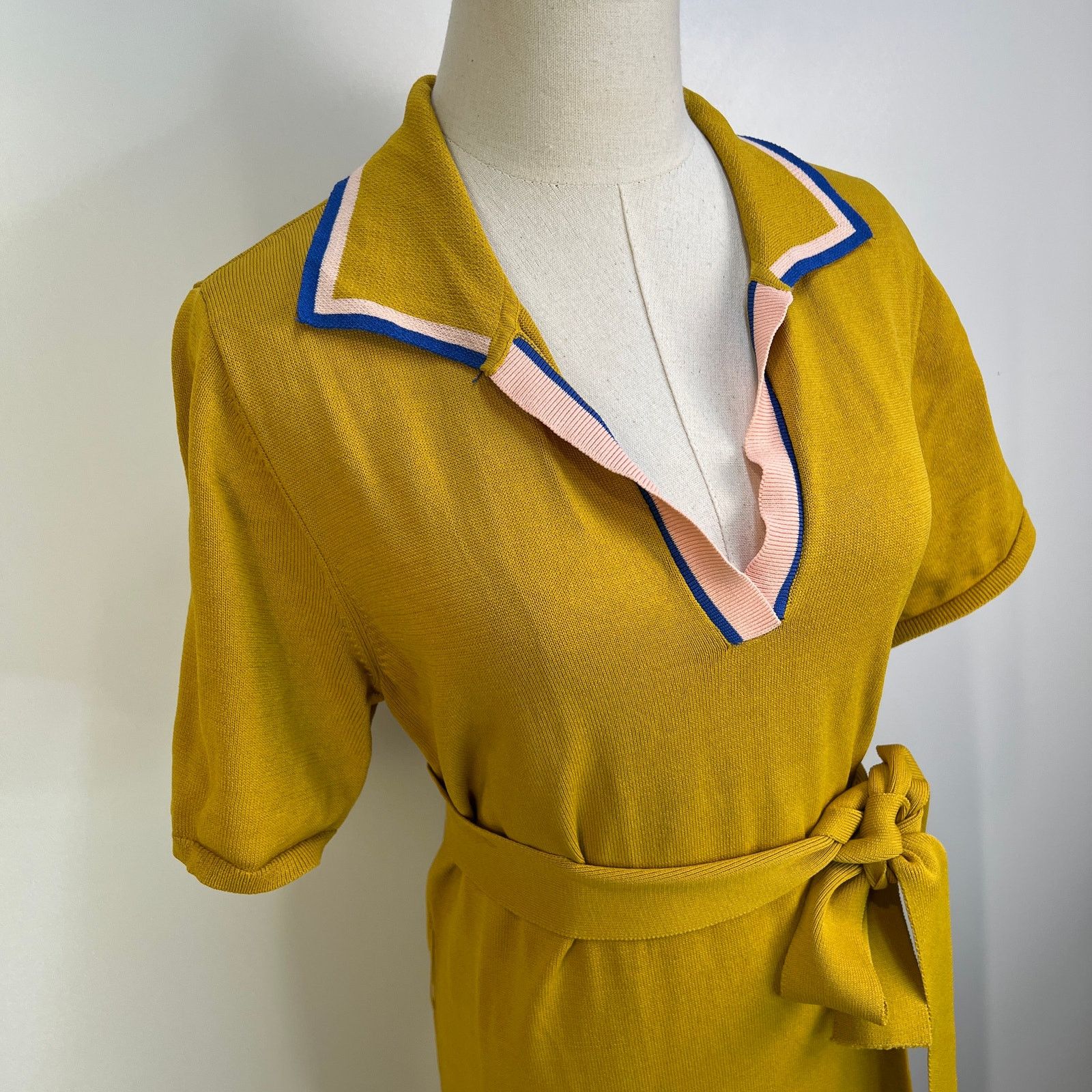 Other Eva Mendes Yellow Knit Midi Dress Size XL / US 12-14 / IT 48-50 - 2 Thumbnail