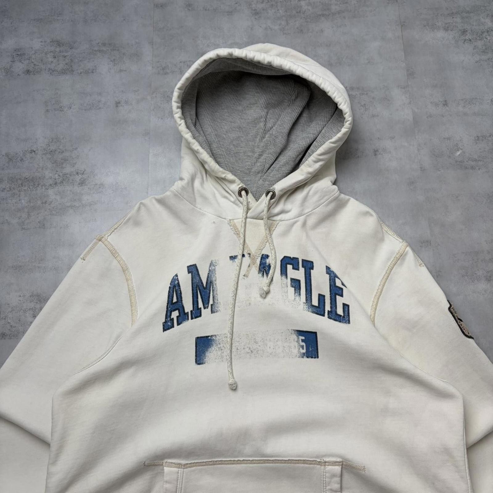 American Eagle Outfitters Y2K White Amercan Eagle Grunge Distressed Thermal Hoodie Size US L / EU 52-54 / 3 - 2 Thumbnail