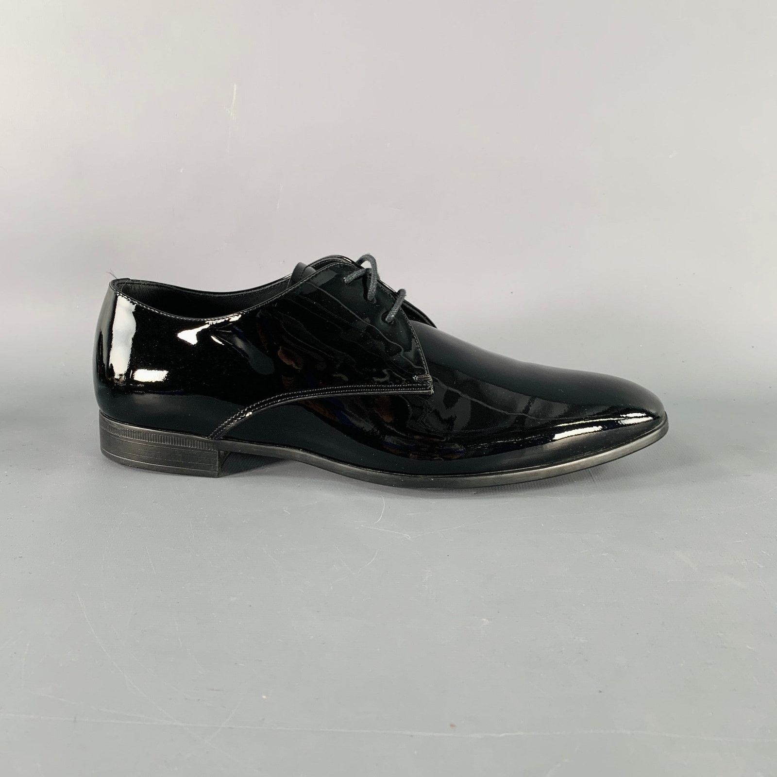 Giorgio Armani Size 6 Black Patent Leather Derby Lace-Up Shoes Size US 6 / EU 39 - 2 Thumbnail