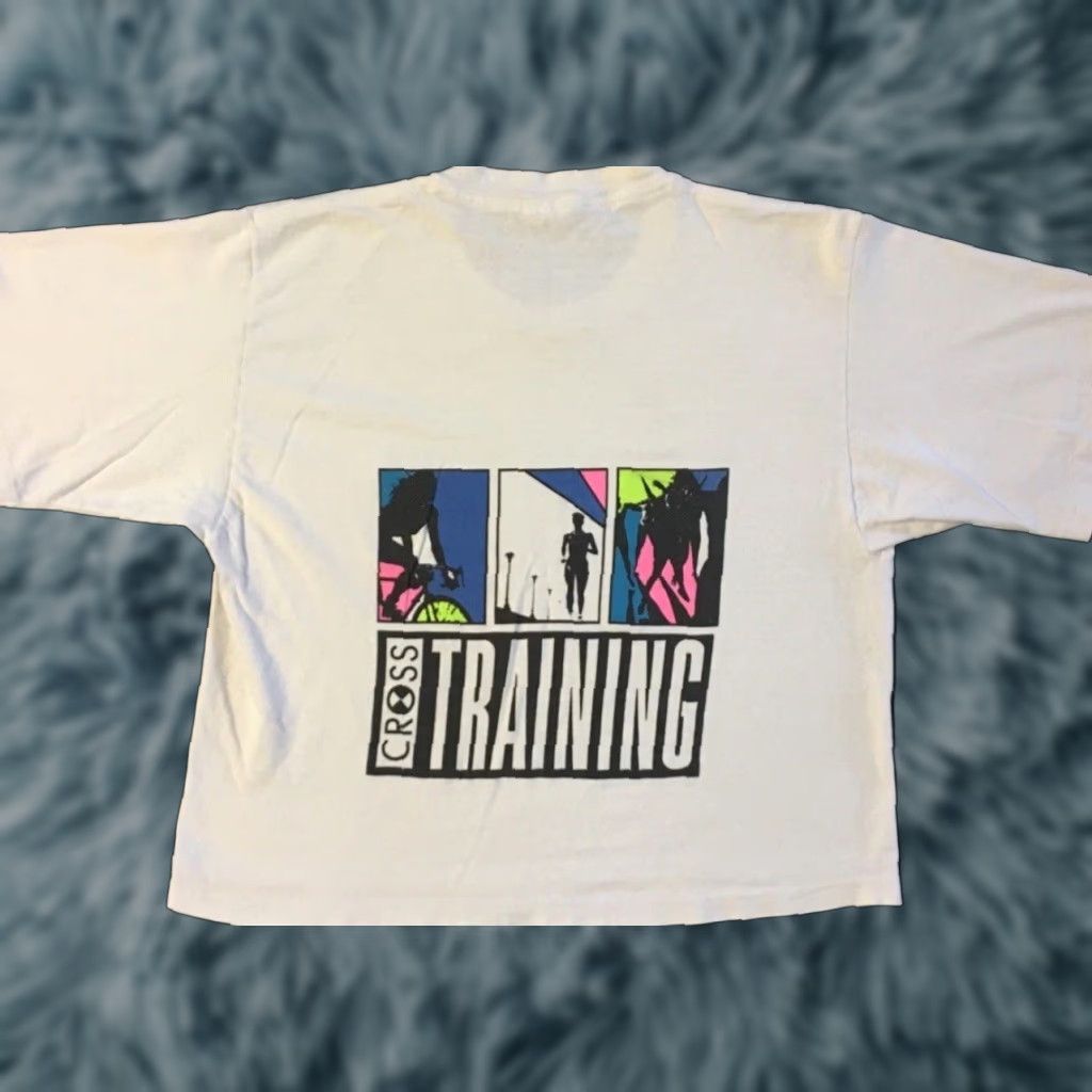 Nike VINTAGE Nike Cross Training Shirt S Mens White 80s 90s Swoosh Agassi Jordan Distressed Retro Boxy Crop T-Shirt Size US S / EU 44-46 / 1 - 1 Thumbnail