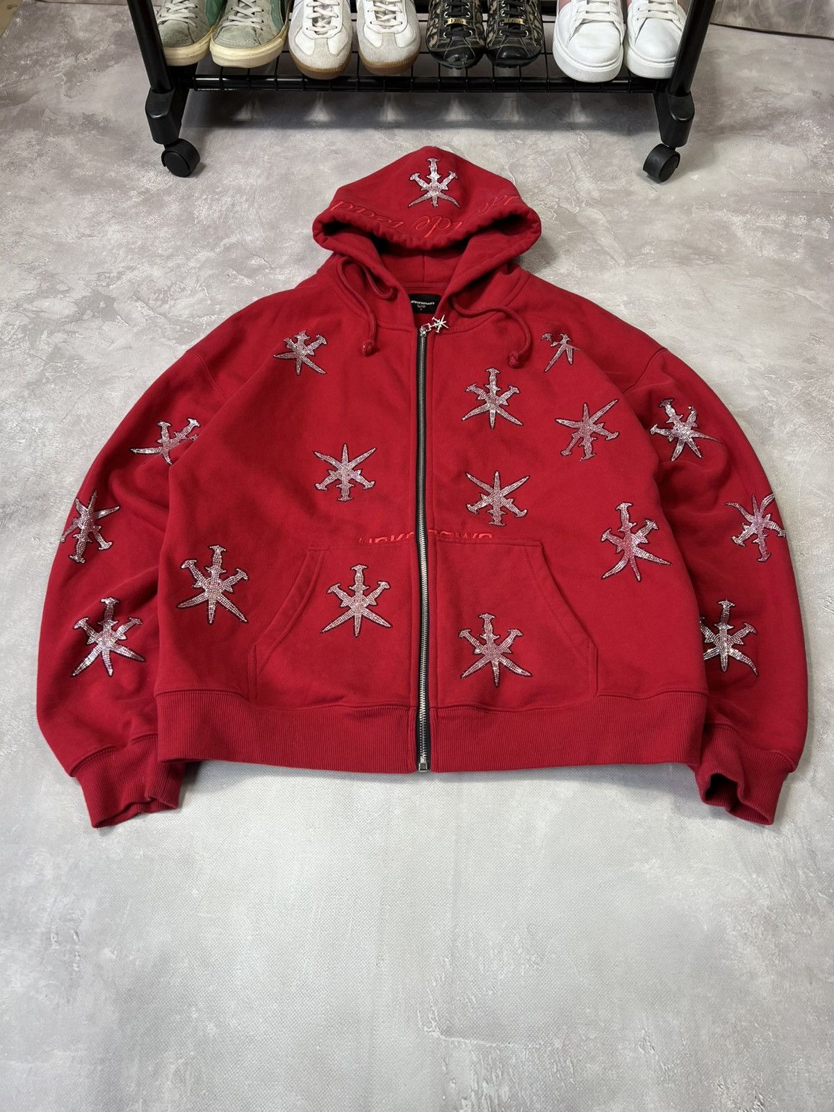 Unknown London Unknown London Rheistones Baggy Heavy Zip Hoodie Size US M / EU 48-50 / 2 - 2 Thumbnail