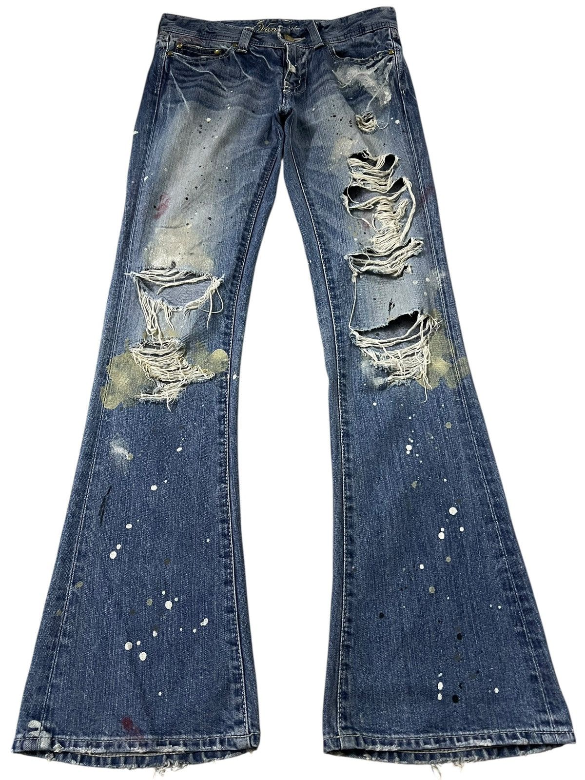 Japanese Brand 💥Flare💥Vanquish Distress Painted Flare Jean Very Rare Size US 30 / EU 46 - 1 Thumbnail