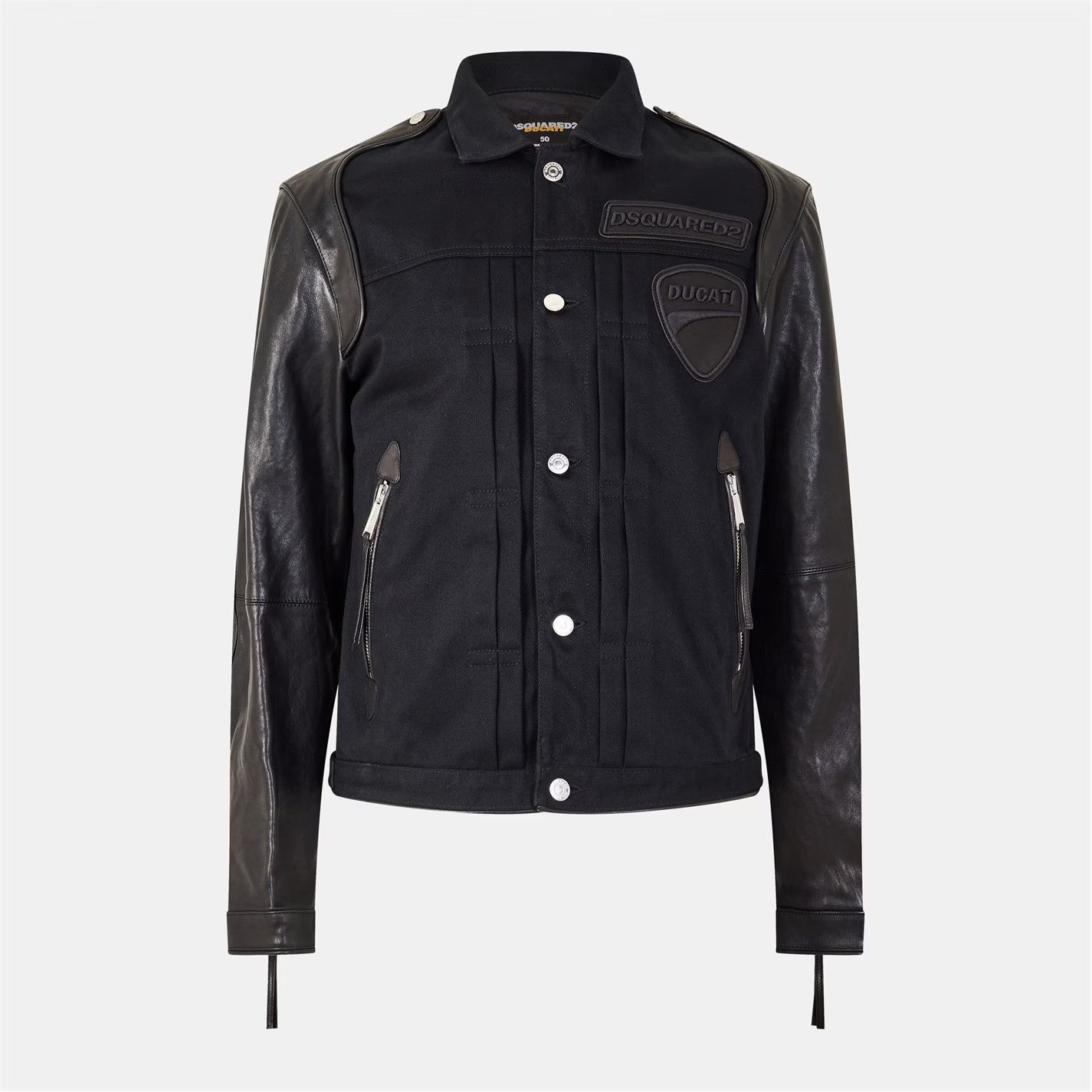 Dsquared2 o1g2r1mq0426 Leather Slim Fit Jacket in Black Size US L / EU 52-54 / 3 - 1 Thumbnail