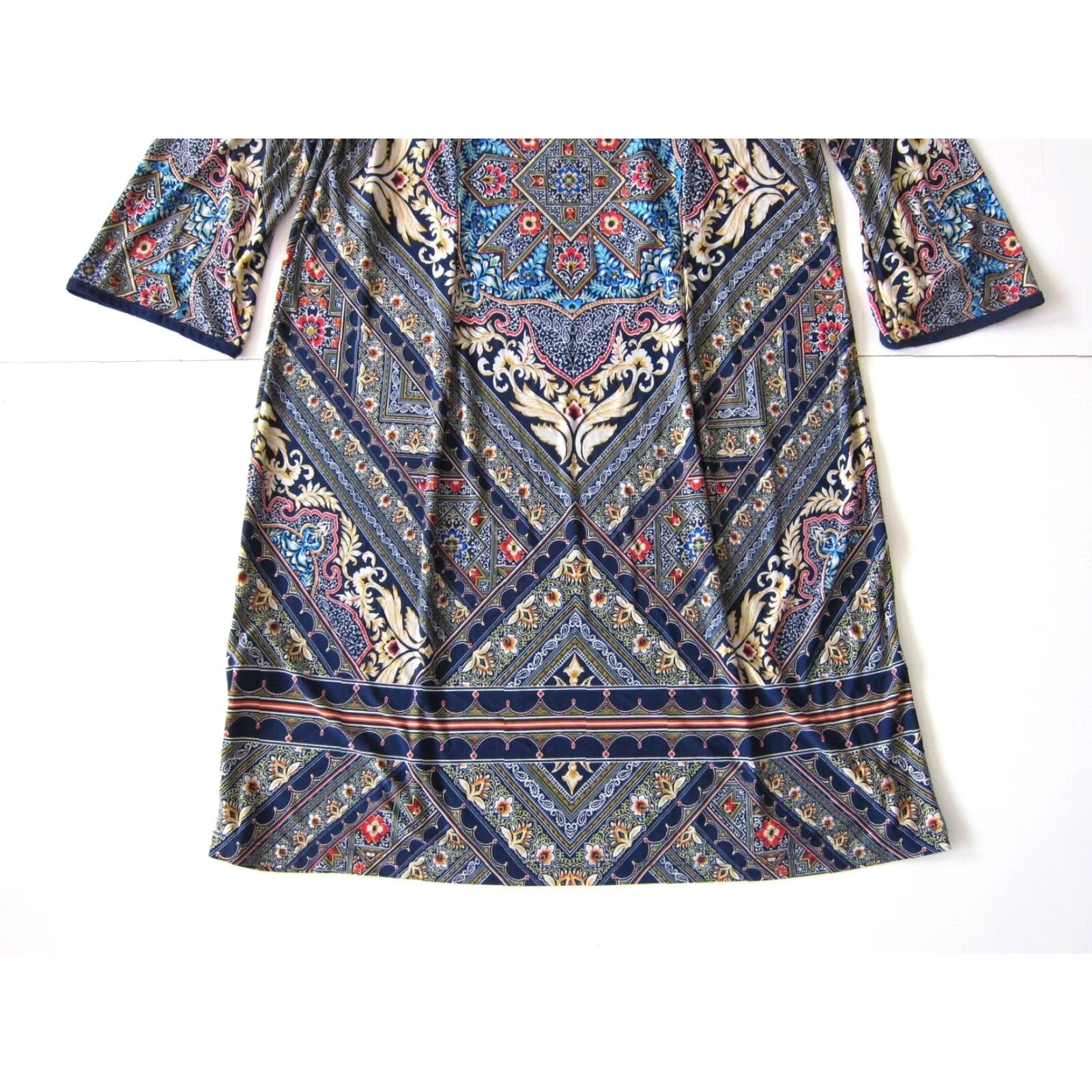 Vintage VINTAGE Studio One New York Blue Floral Paisley Long Sleeve Shift Tunic Dress Petite L Size L / US 10 / IT 46 - 7 Thumbnail