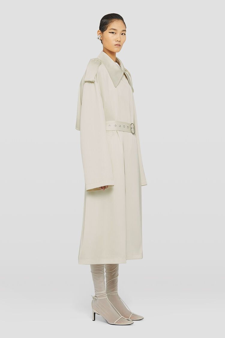 Jil Sander o1w1db10825 Trench Belted Coat in Off White Size S / US 4 / IT 40 - 3 Thumbnail