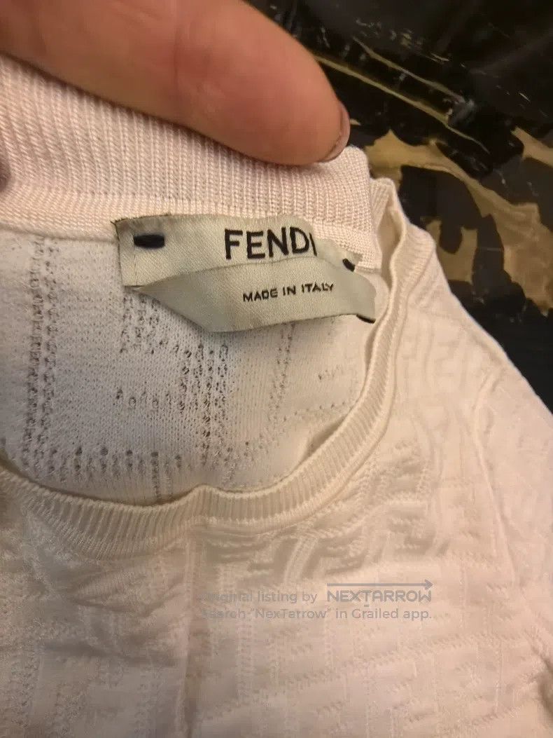 Fendi Fendi White Monogram Knit Short Sleeve Size M / US 6-8 / IT 42-44 - 4 Thumbnail