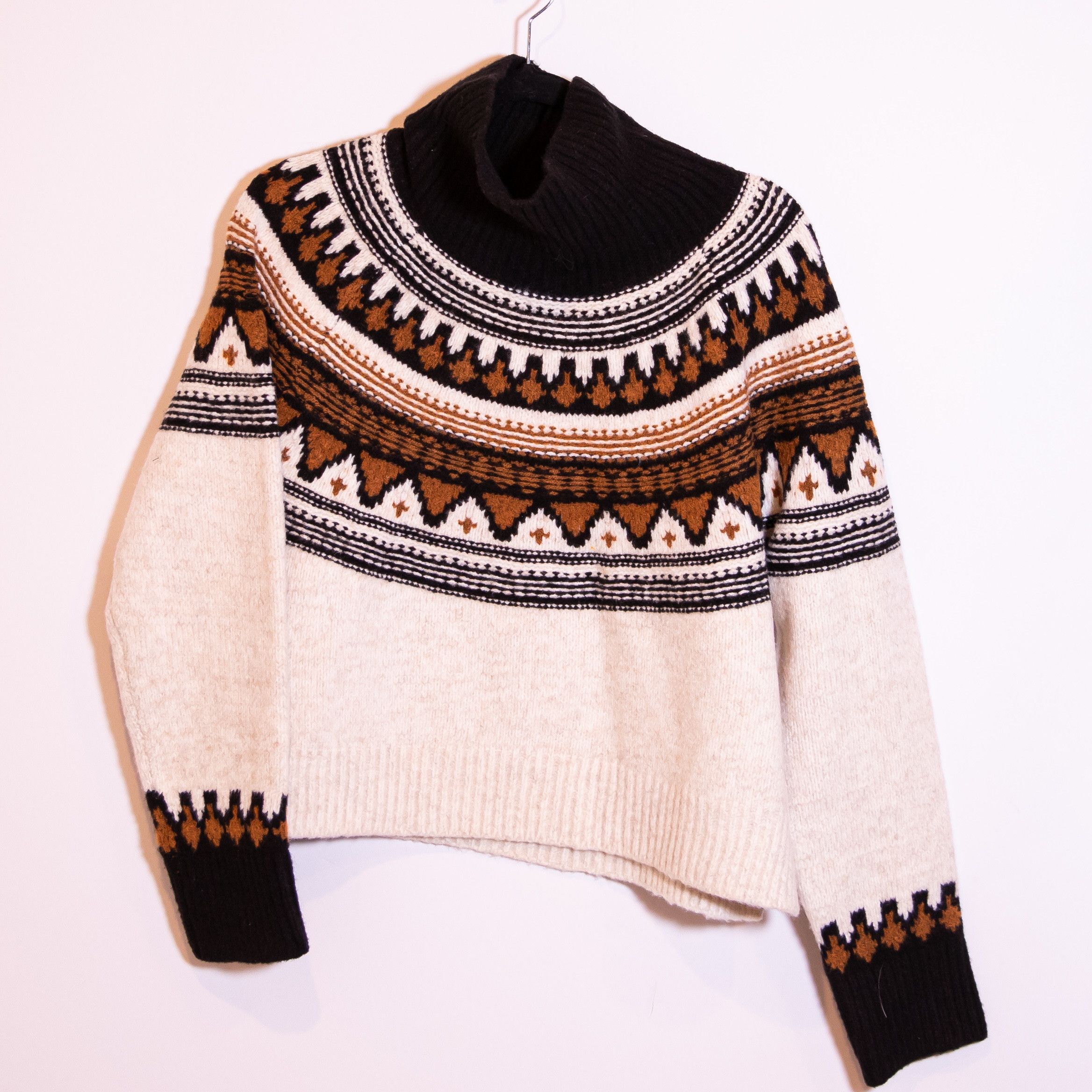 image of Saylor Ceylona Wool Blend Knit Stretch Mock in Brown, Women's (Size Medium)