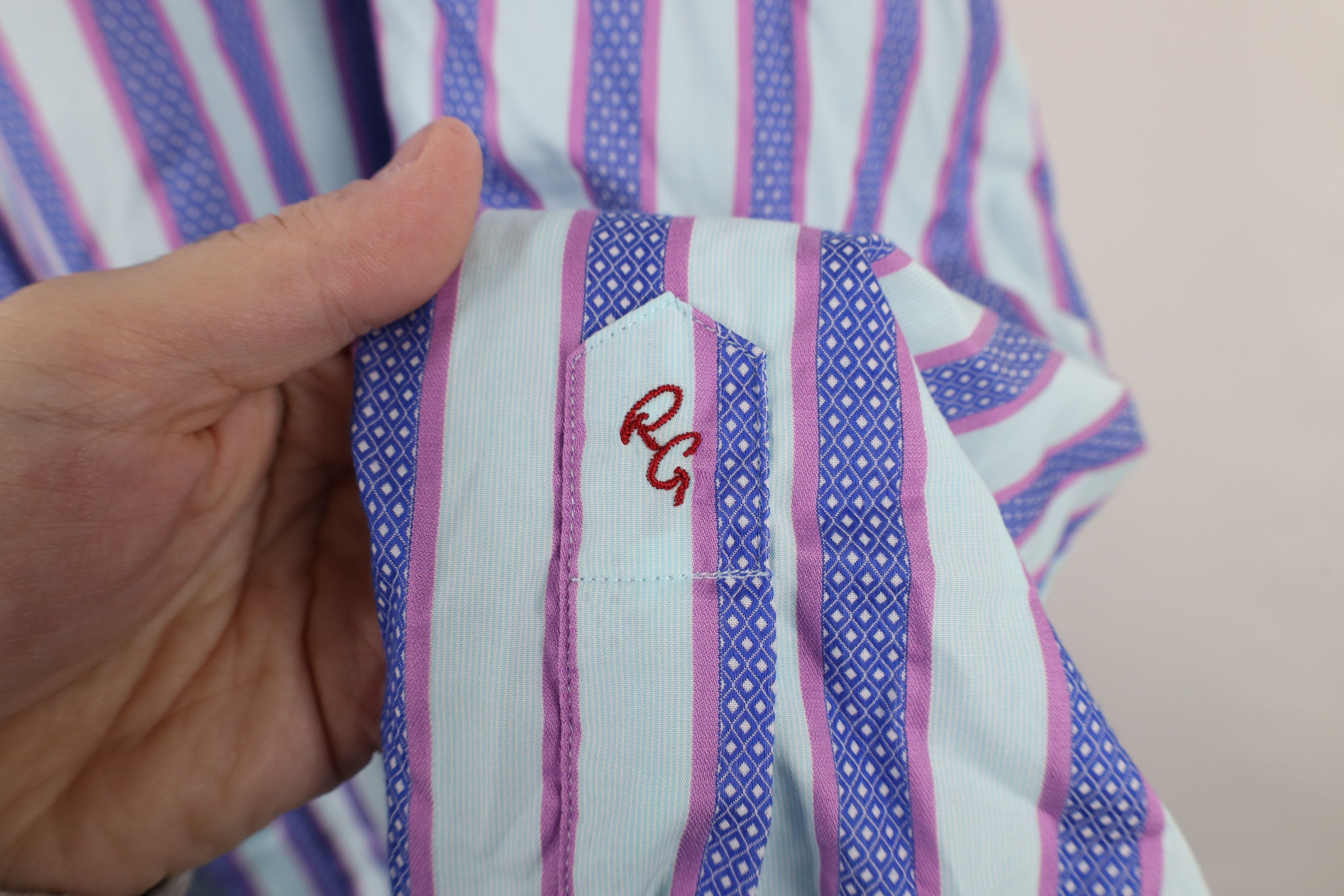 Robert Graham × Vintage Robert Graham Fit Pastel Striped Flip Cuff Button Shirt Size US XXL / EU 58 / 5 - 4 Thumbnail
