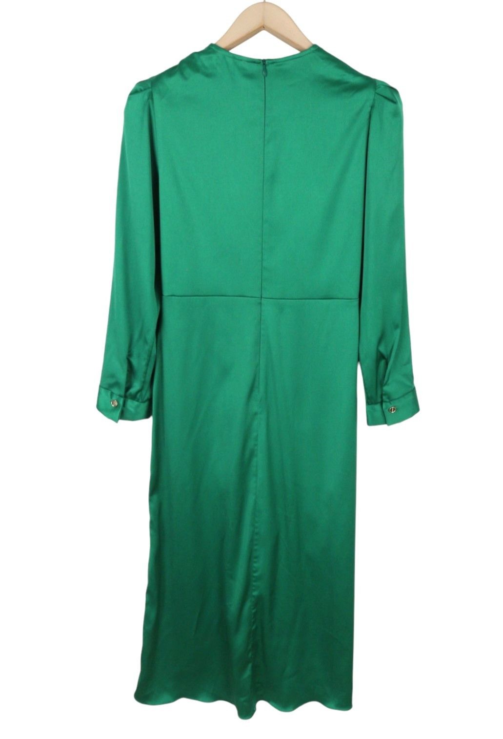 Sandro 36 S Green Ruffled Satin Effect Wrap Long Sleeve 88497 Size S / US 4 / IT 40 - 5 Thumbnail