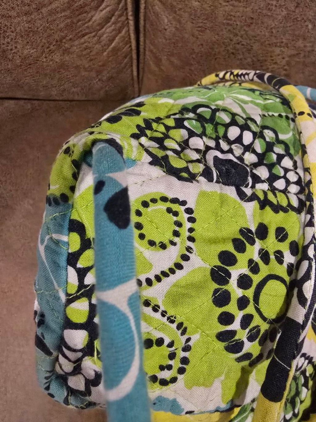 Vera Bradley Women's Vera Bradley Drawstring Green Blue Floral Quilted Ba Size ONE SIZE - 6 Thumbnail