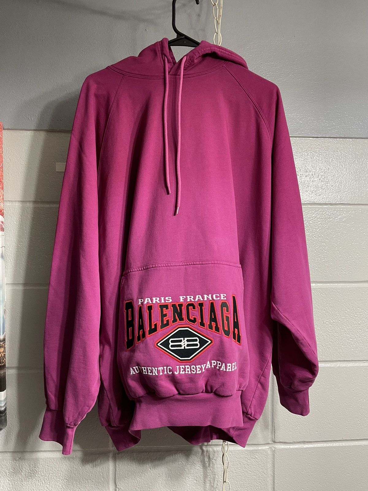 Image of Balenciaga Jersey Apparel Hoodie in Burgundy, Men's (Size XL)